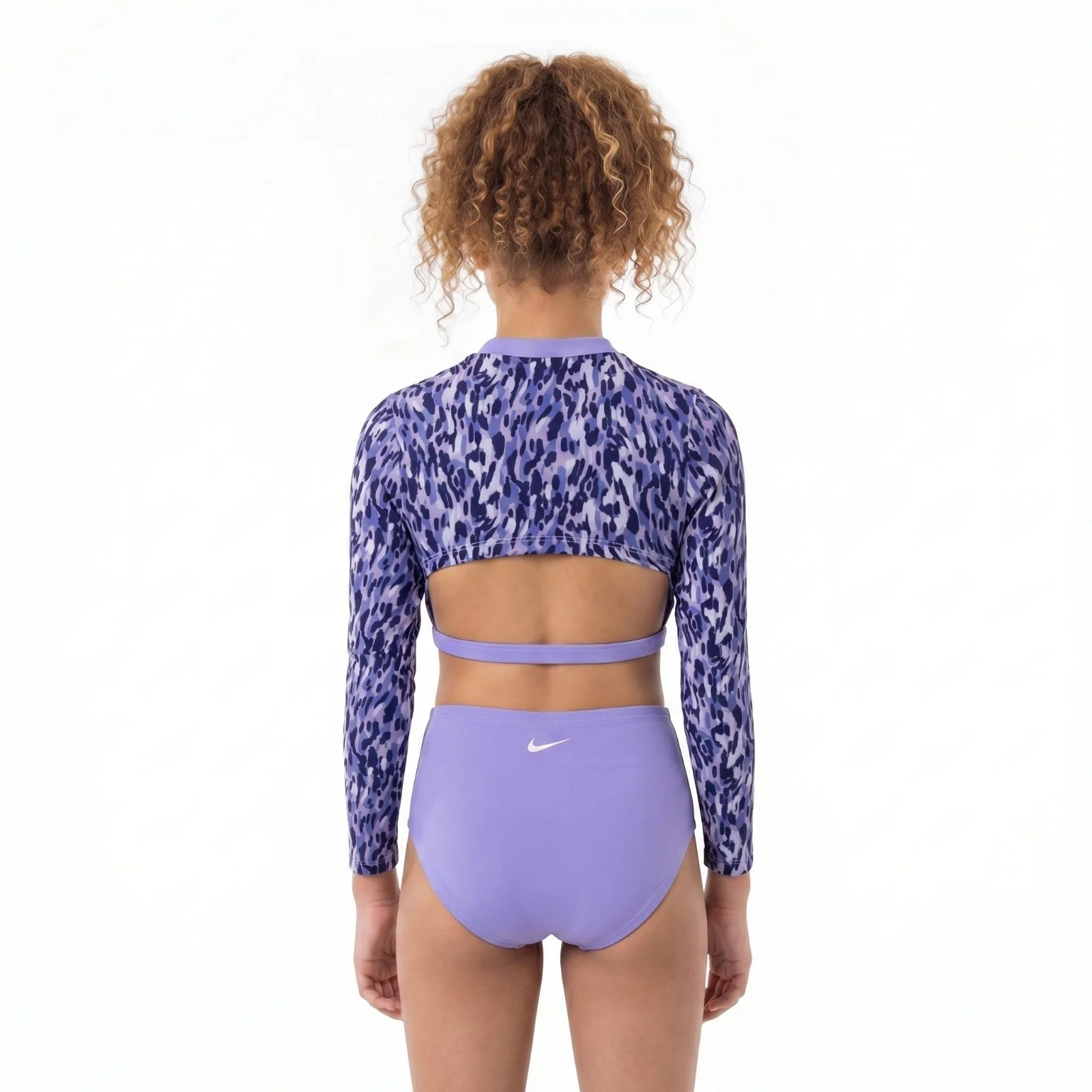 Nike Swim Running Wild Nike Swim Girls Long Sleeve Crop top and High Waist Set - Image 2
