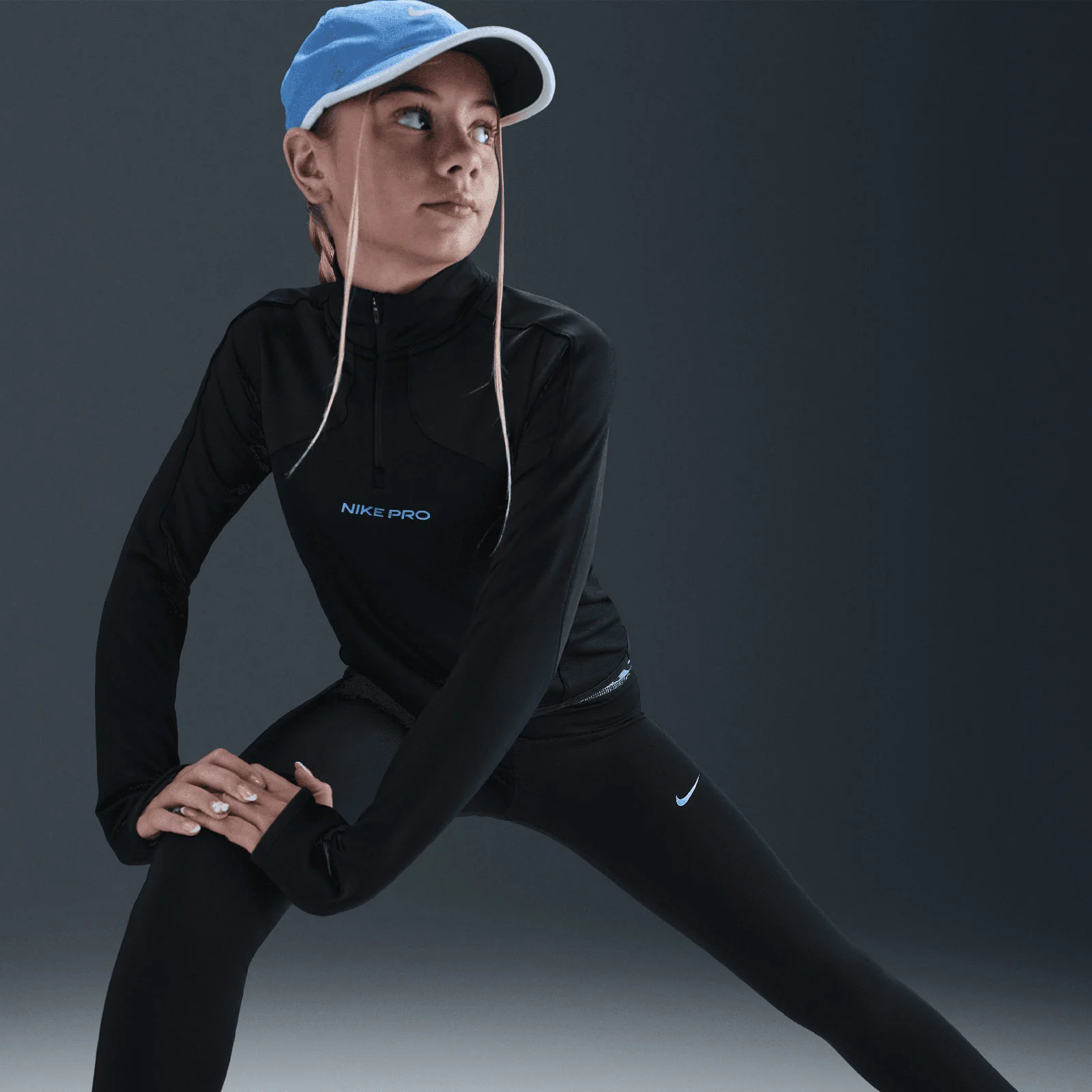 Nike Pro Kids (Girls) Therma-FIT Half-Zip Long-Sleeve Top - Image 5