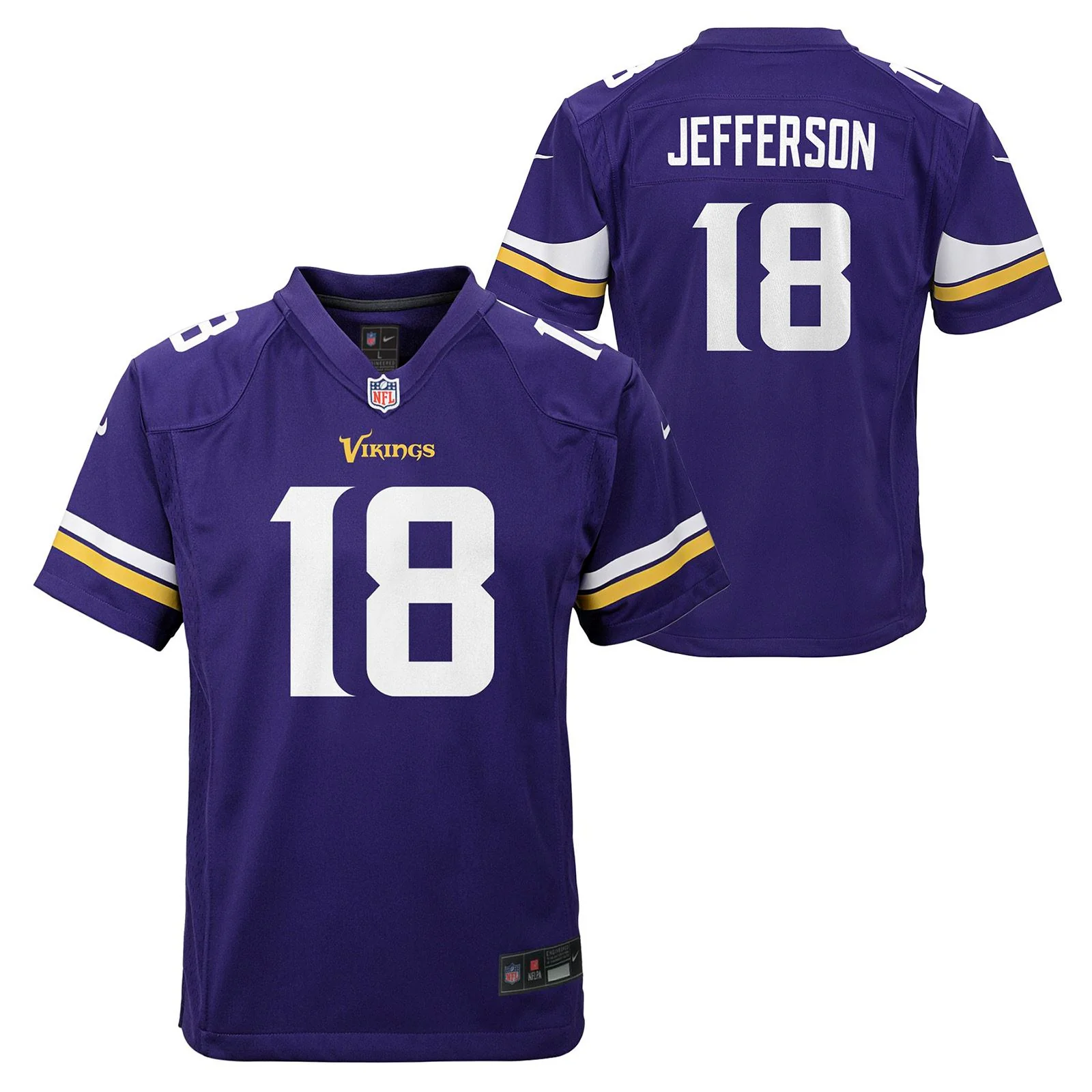 Nike Vikings Jefferson 18 Kids Game Jersey - Image 3