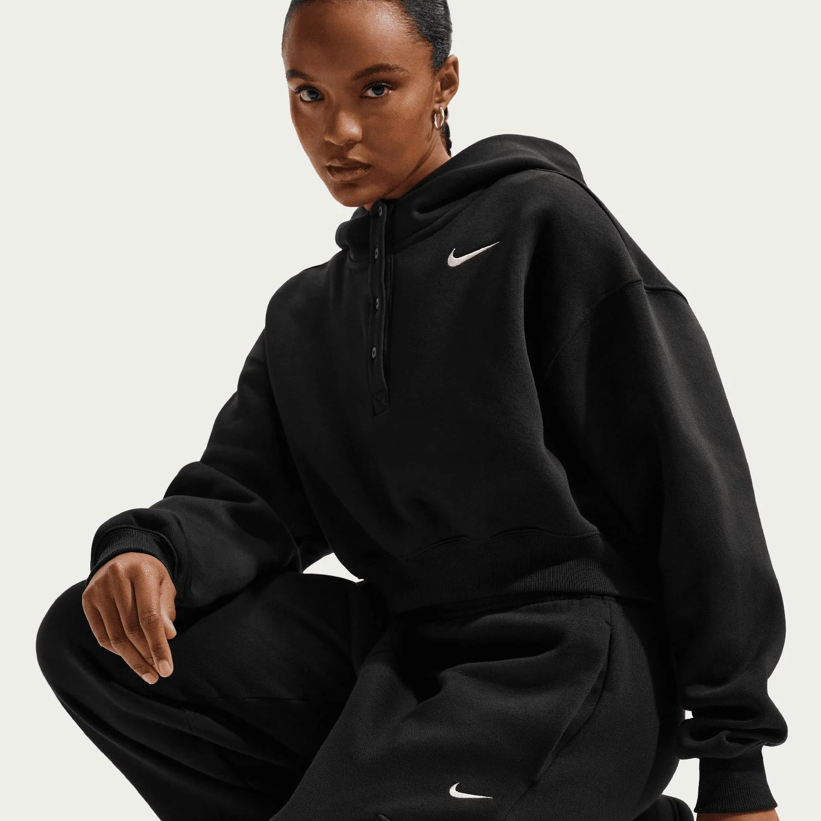 Nike Phoenix Fleece Womens Oversized Cropped Hoodie - Image 5
