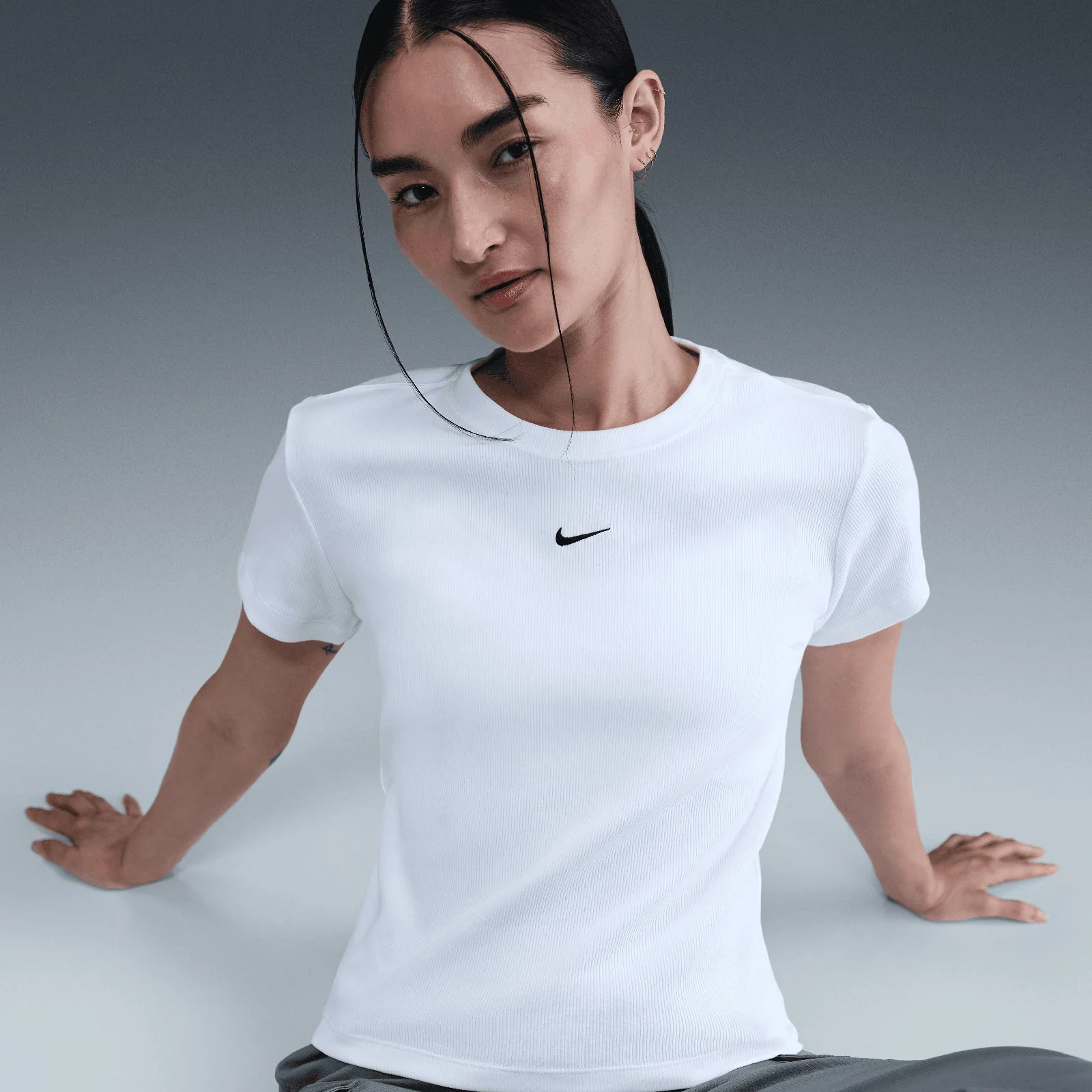 Nike Sportswear Womens Tight Ribbed Short-Sleeve T-Shirt - Image 5