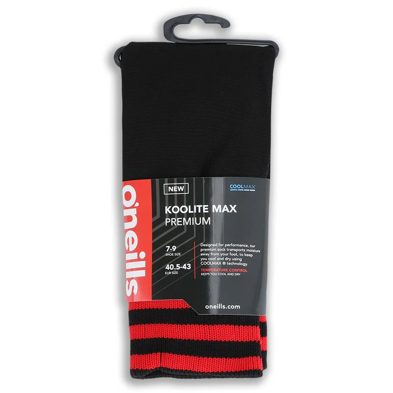 O'Neills GAA Bar Socks Black / Red - Image 3