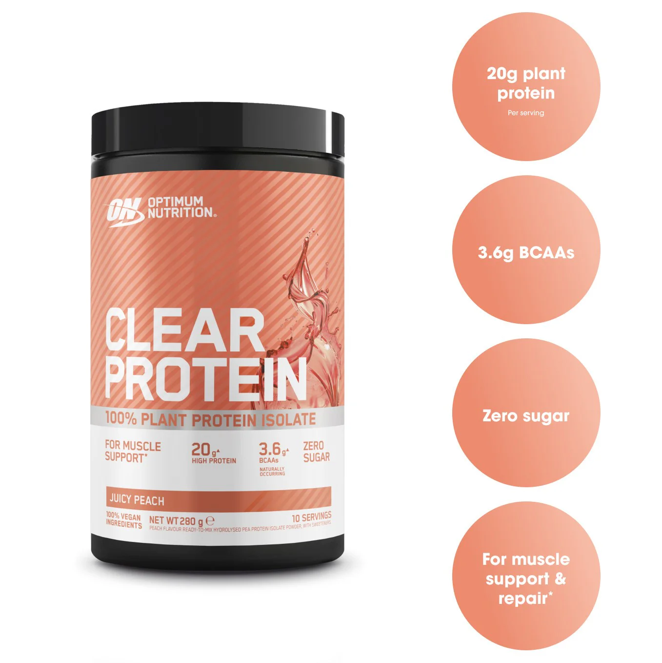 Optimum Nutrition Clear Protein 100% Plant Protein Isolate 280g - Image 2