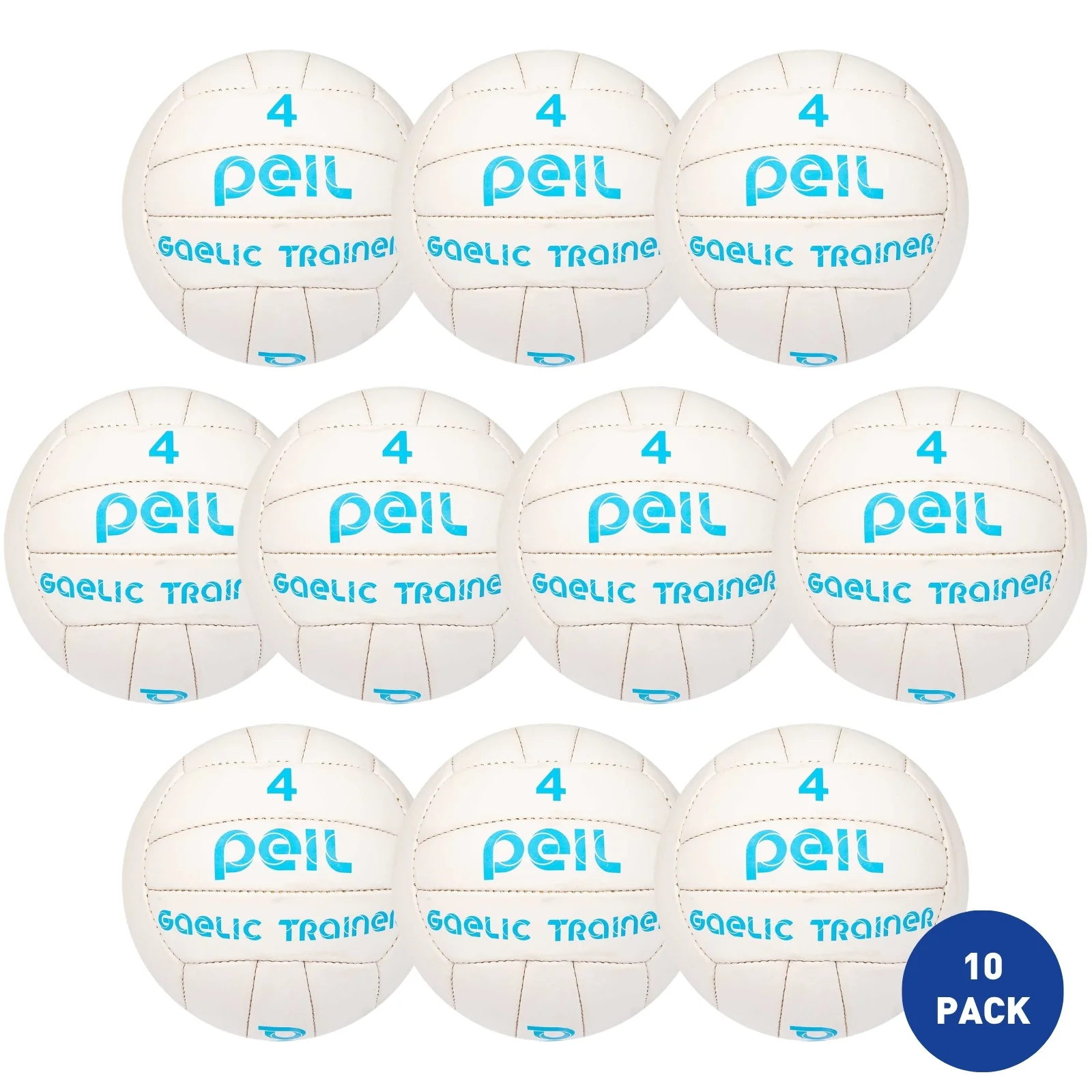Peil Gaelic Trainer Football Size 4 White - 10 Pack