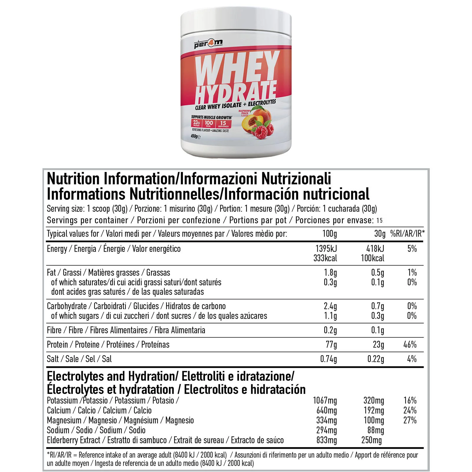 Per4m Clear Whey Hydrate 450g - Image 4