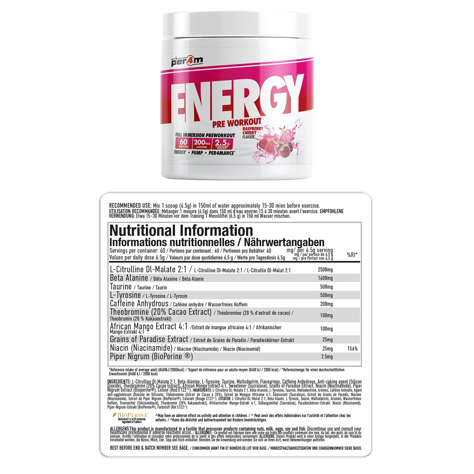 Per4m Energy Pre-Workout 390g - Image 8
