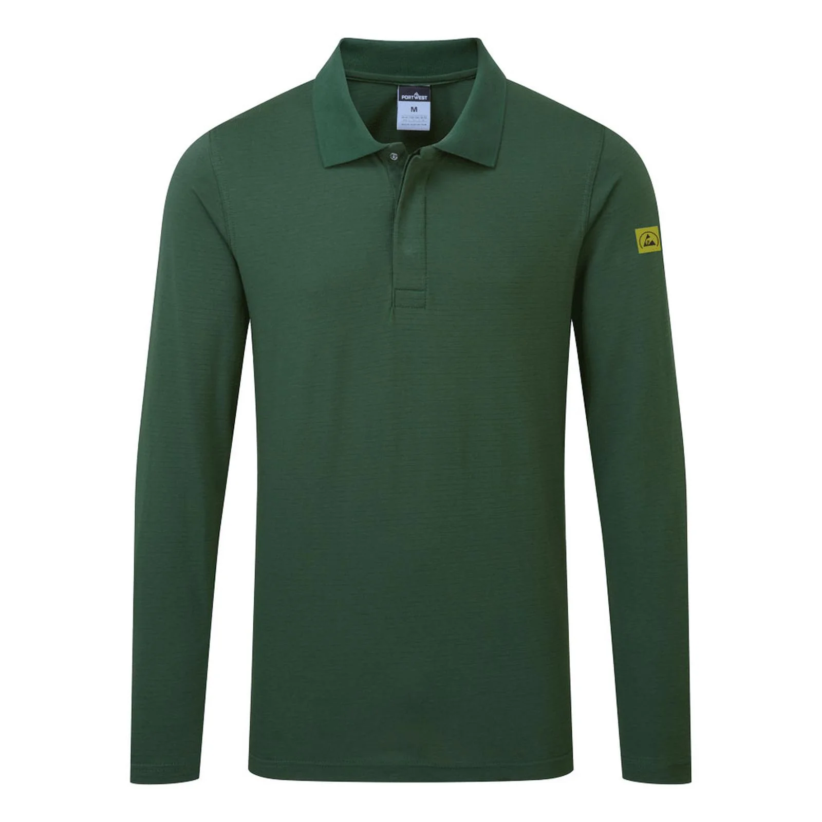 Portwest Anti-Static ESD Polo Shirt L/S Forest Green - Image 2
