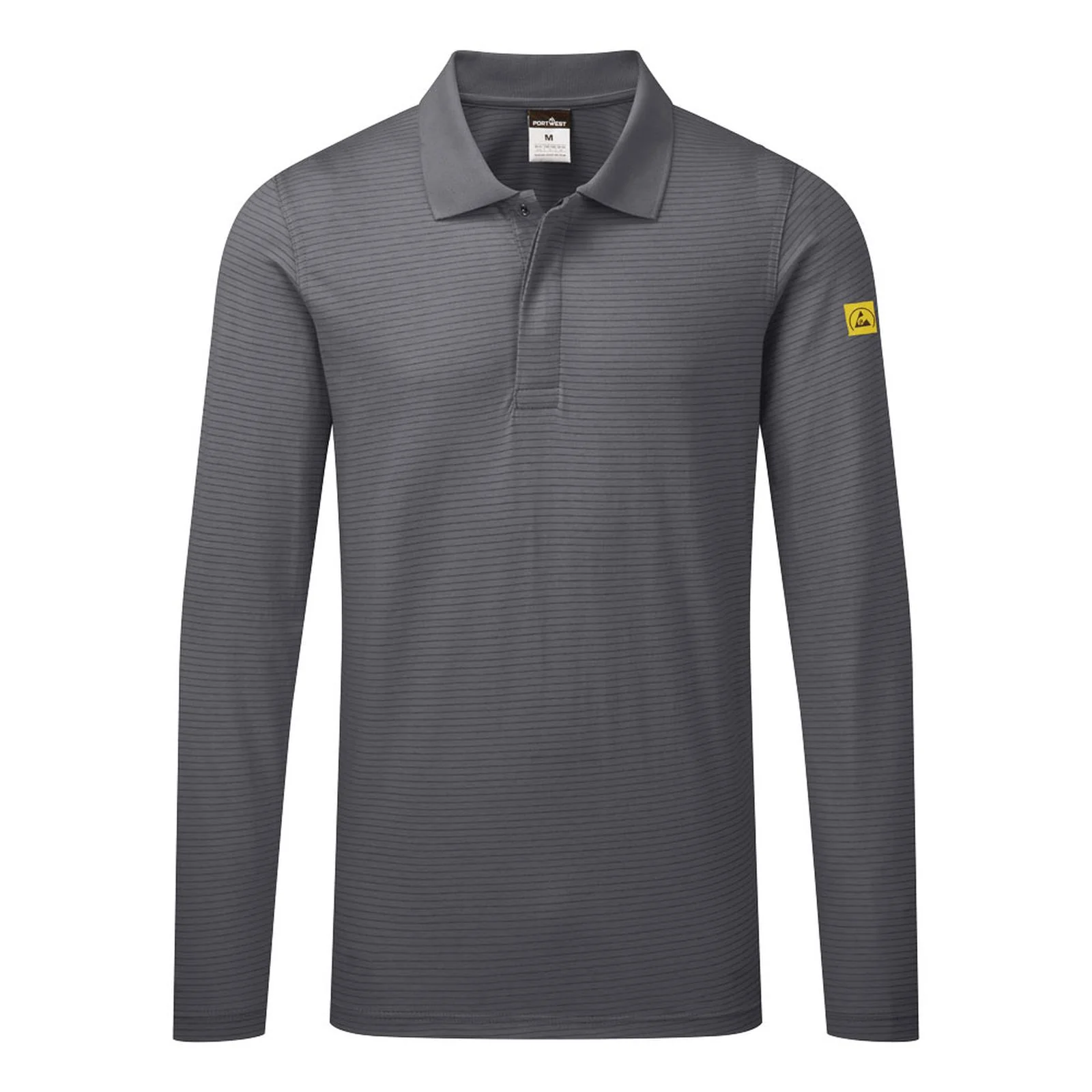 Portwest Anti-Static ESD Polo Shirt L/S Zoom Grey - Image 2