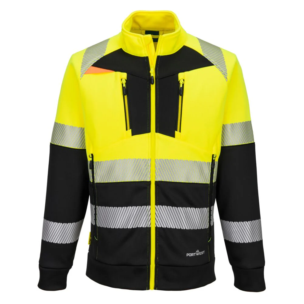 Portwest DX4 Hi-Vis Class 1 Funnel Neck Zipped Sweatshirt Yellow/Black