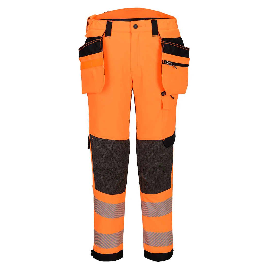 Portwest EV4 Hi-Vis Stretch Detachable Holster Class 2 Trousers Orange/Black