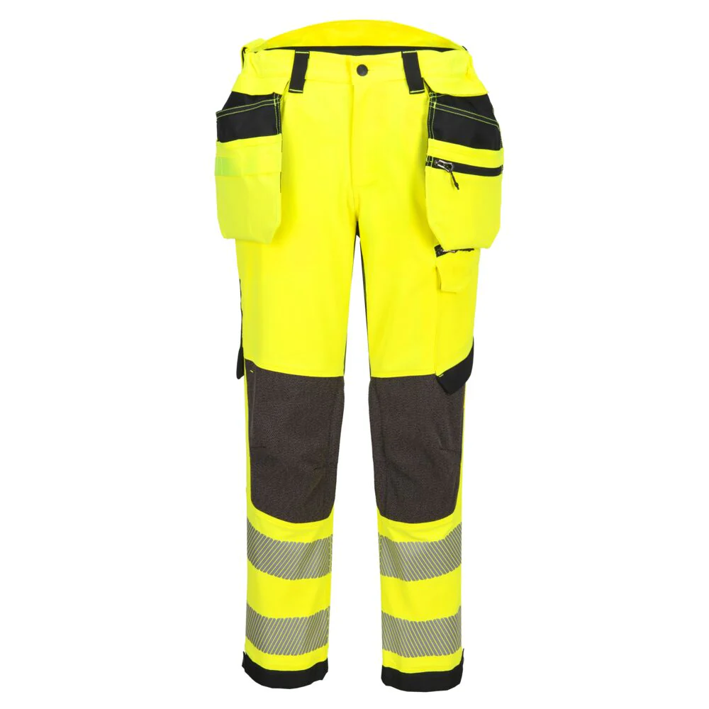 Portwest EV4 Hi-Vis Stretch Detachable Holster Class 2 Trousers Yellow/Black