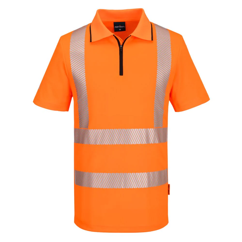 Portwest KX3 Sport Hi-Vis Zip Polo Shirt S/S Orange