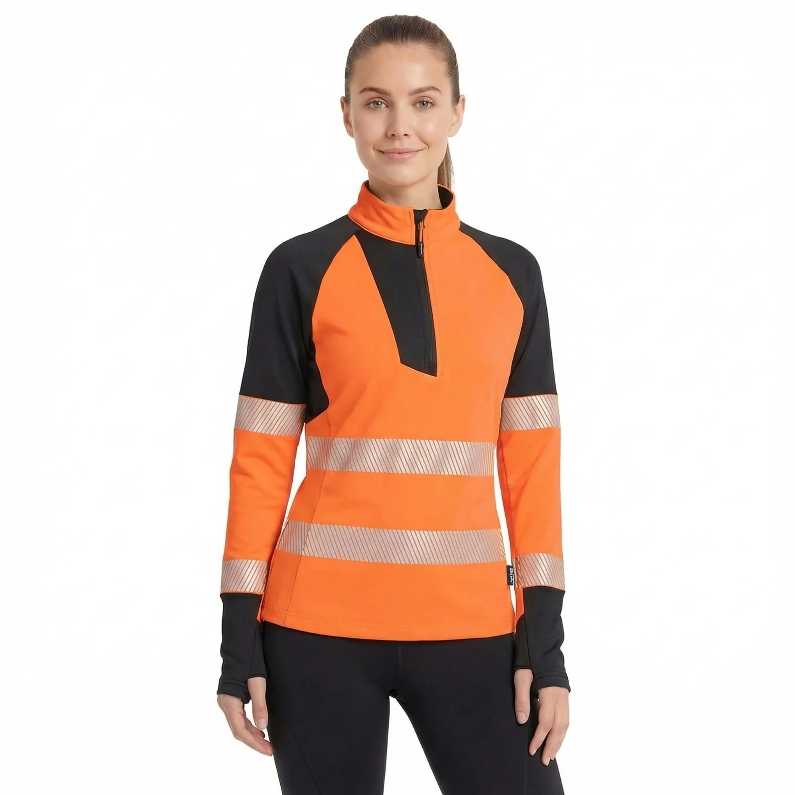 Portwest PW3 Hi-Vis Women's 1/4 Zip Sweatshirt Orange/Black