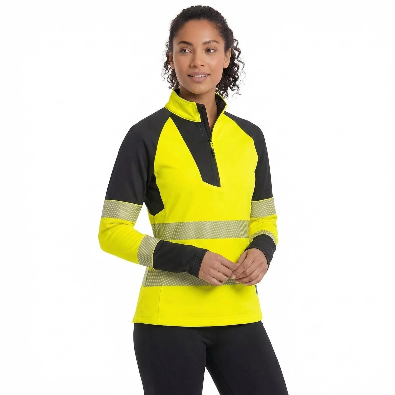Portwest PW3 Hi-Vis Women's 1/4 Zip Sweatshirt Yellow/Black