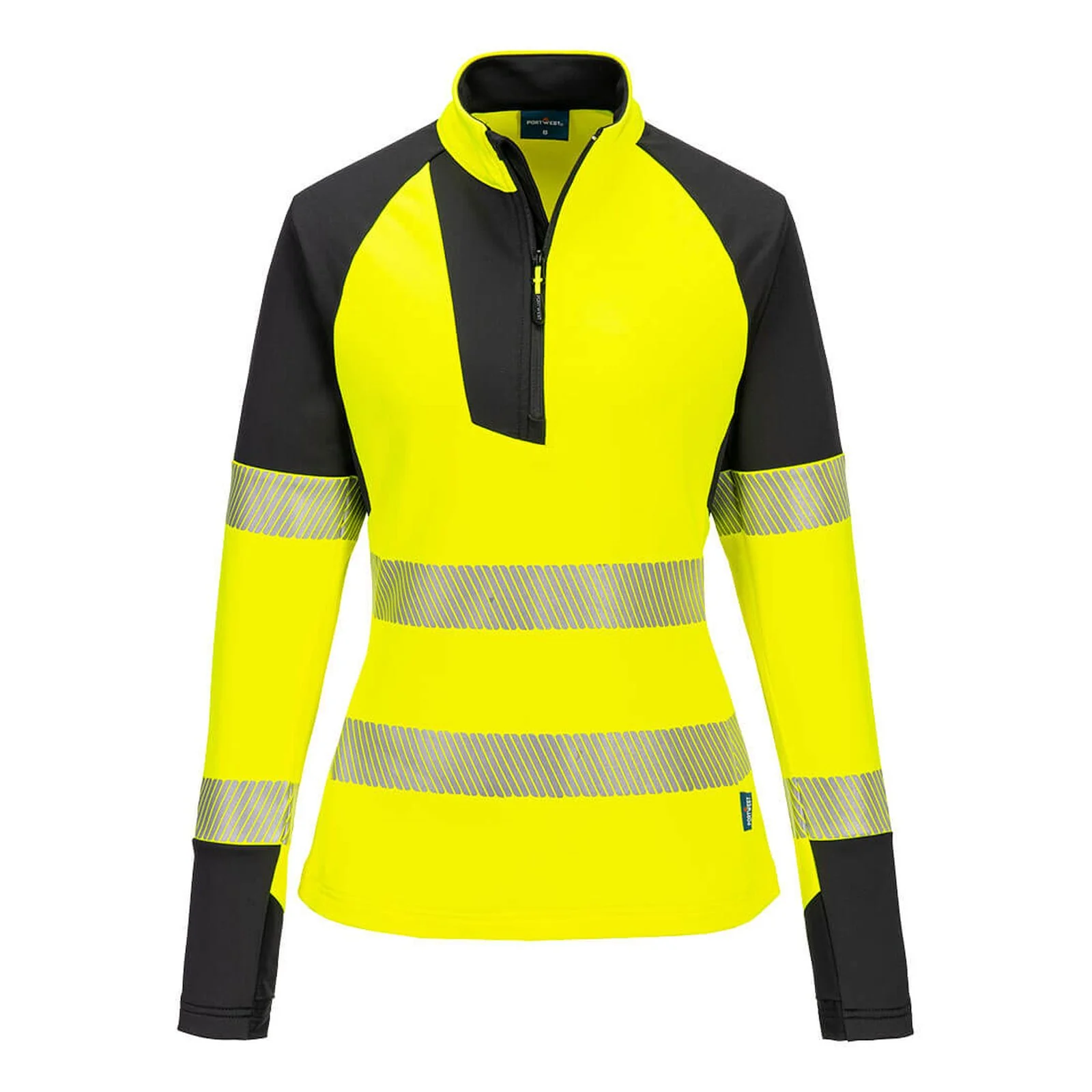 Portwest PW3 Hi-Vis Women's 1/4 Zip Sweatshirt Yellow/Black - Image 2
