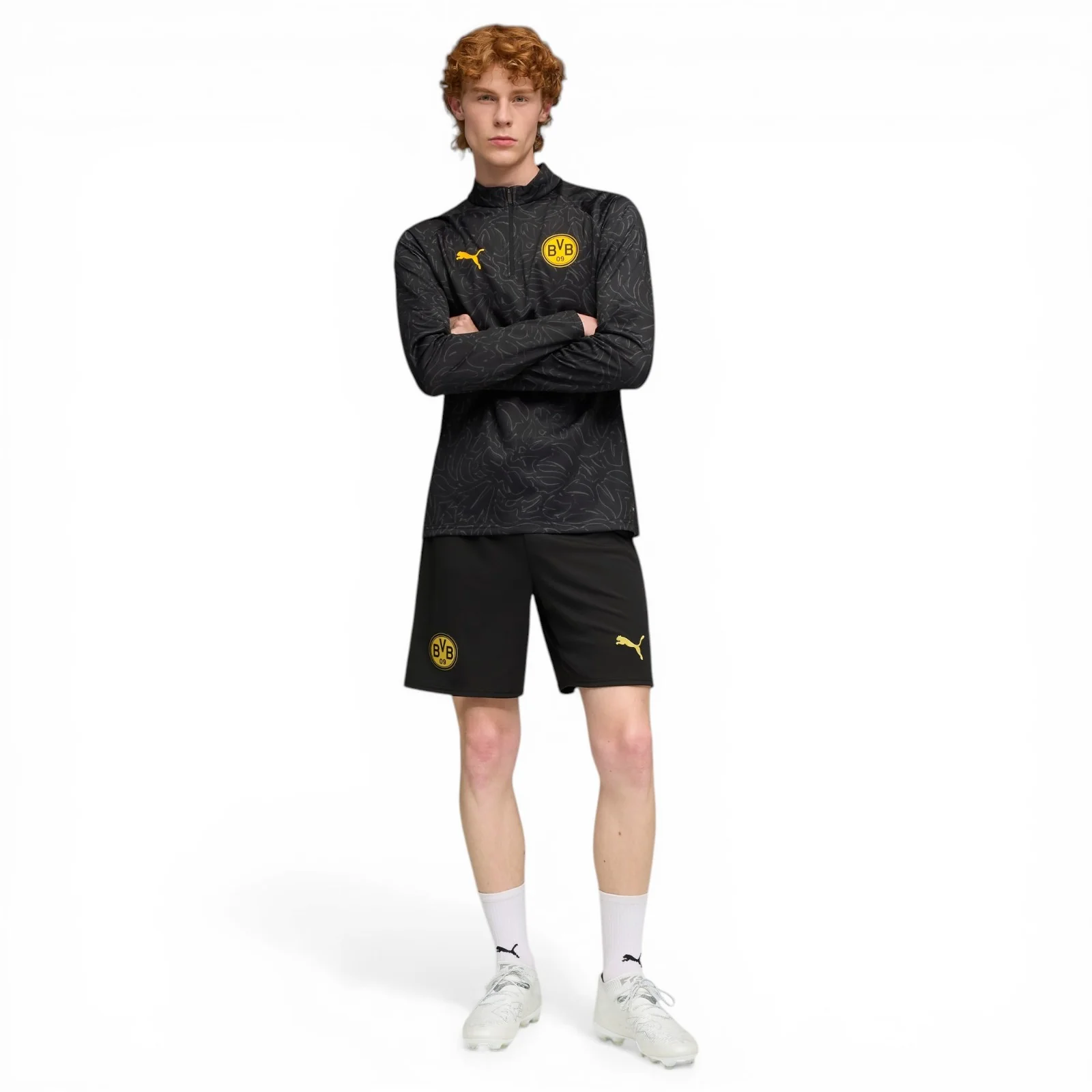 Puma Football Borussia Dortmund Mens Pre-Match Half-Zip Top - Image 3
