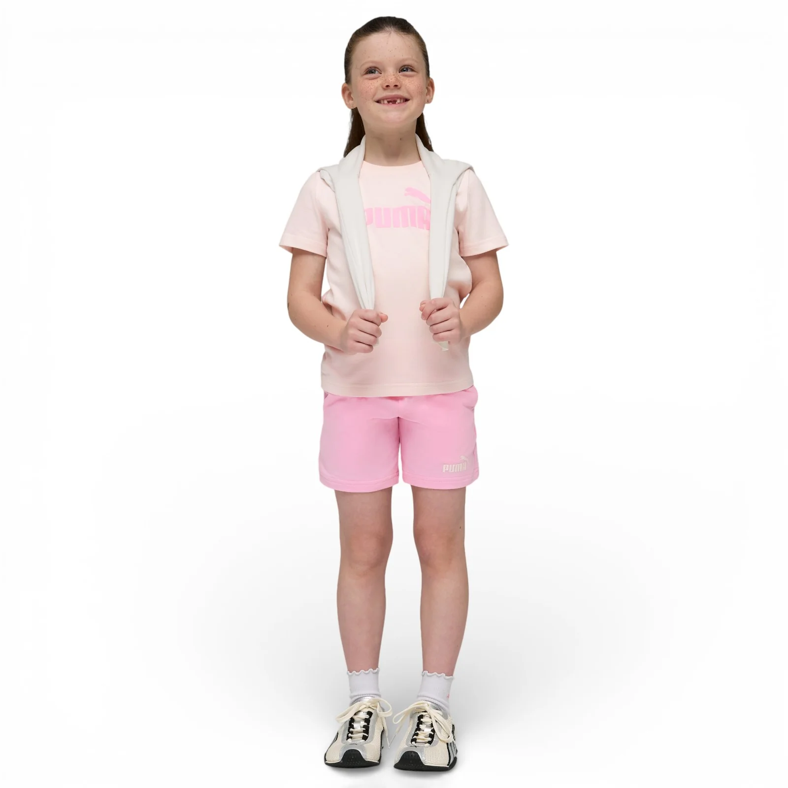 Puma Essentials No.1 Logo Girls T-Shirt & Shorts Set - Image 3