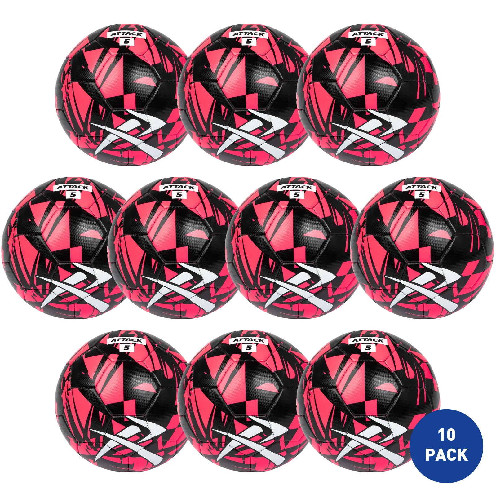 Rival Attack 5 Football Black/Pink - 10 Pack