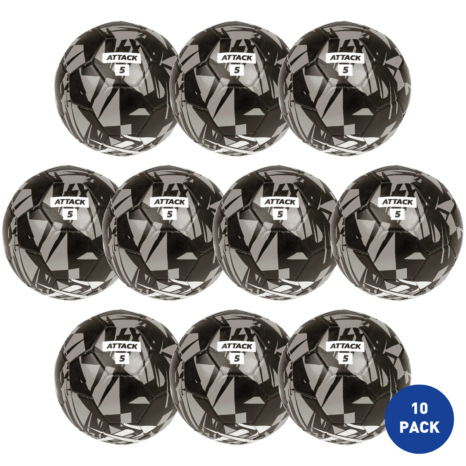 Rival Attack 5 Football Black/Silver - 10 Pack