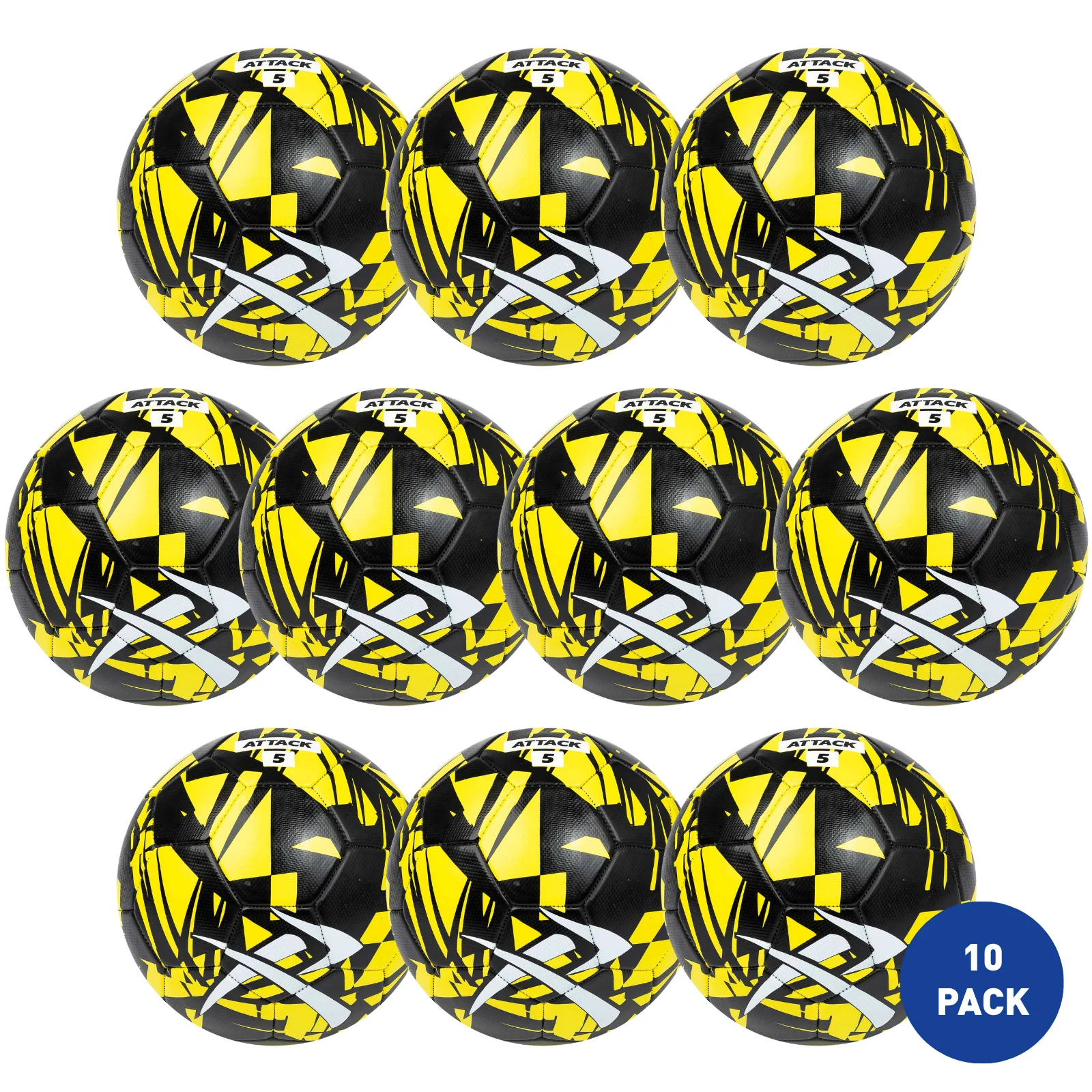 Rival Attack 5 Football Black/Yellow - 10 Pack