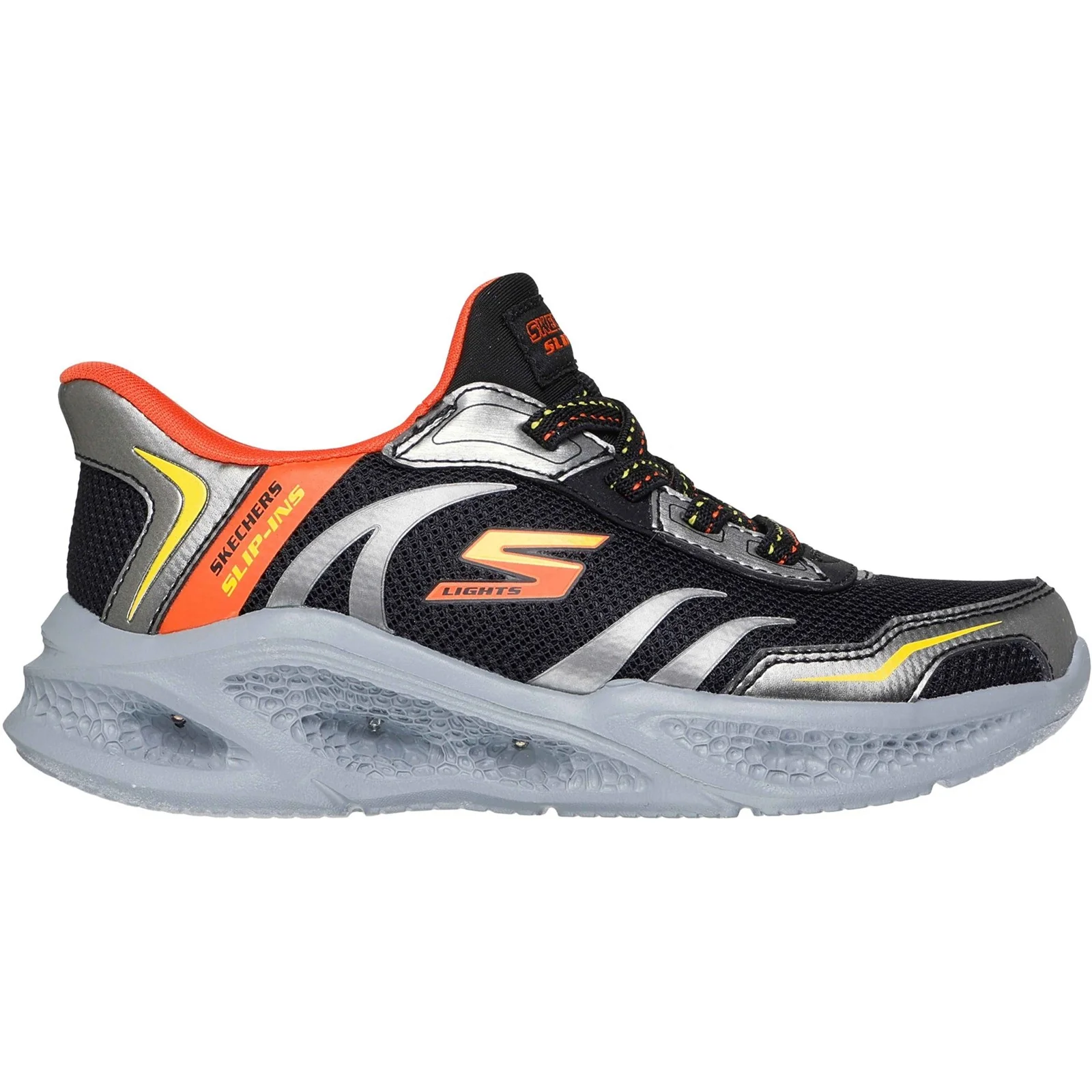 Skechers Junior Boys Meteor-Lights Brisk-Beams Trainers Black/Silver - Image 4