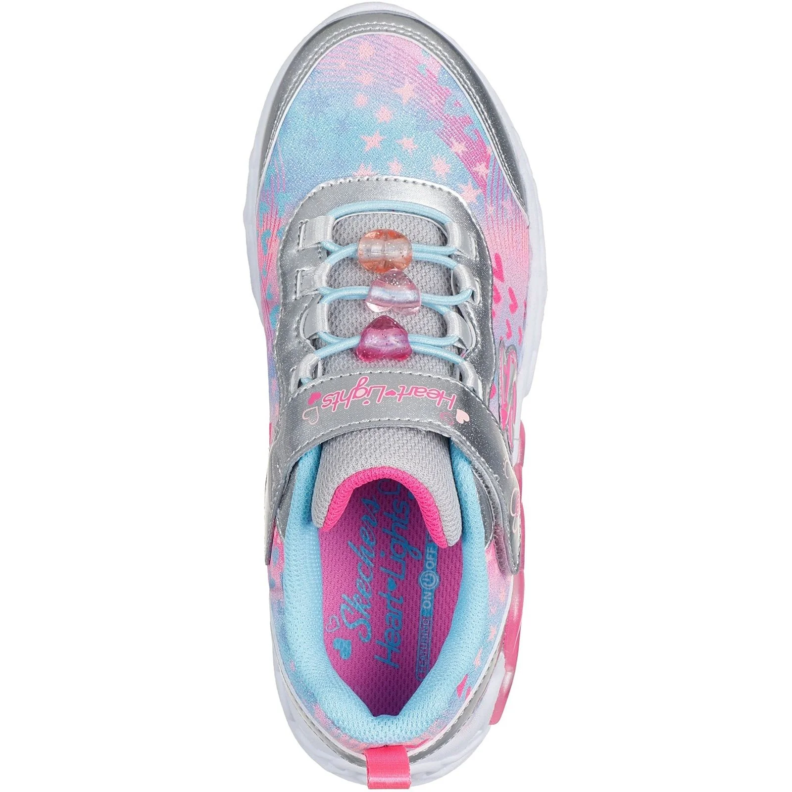 Skechers Junior Girls Infinite Heart Lights Heart Jewels Trainer Silver/Multi - Image 3