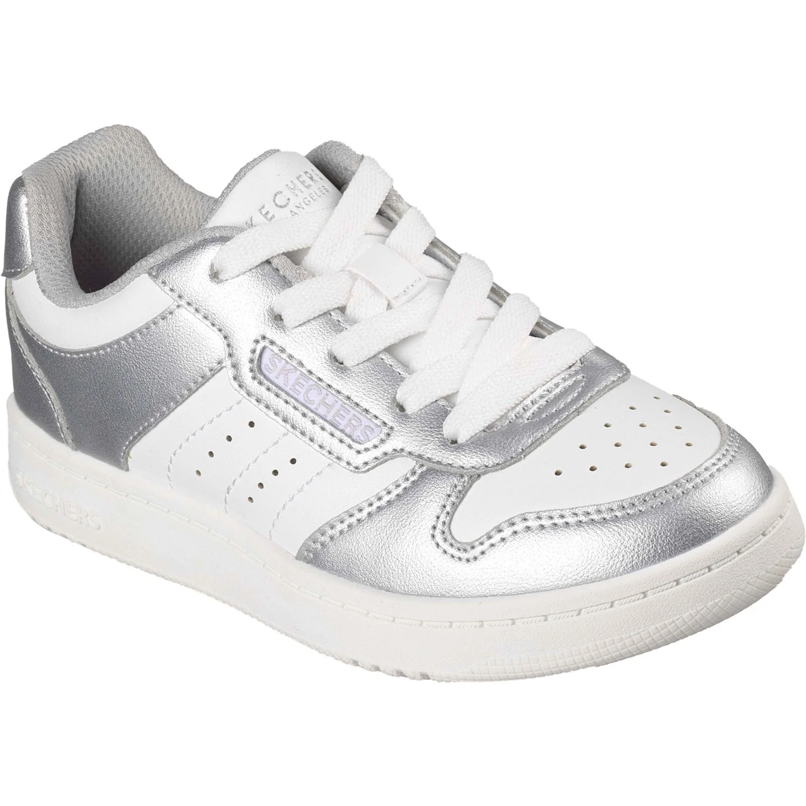 Skechers Junior Girls Silver/White