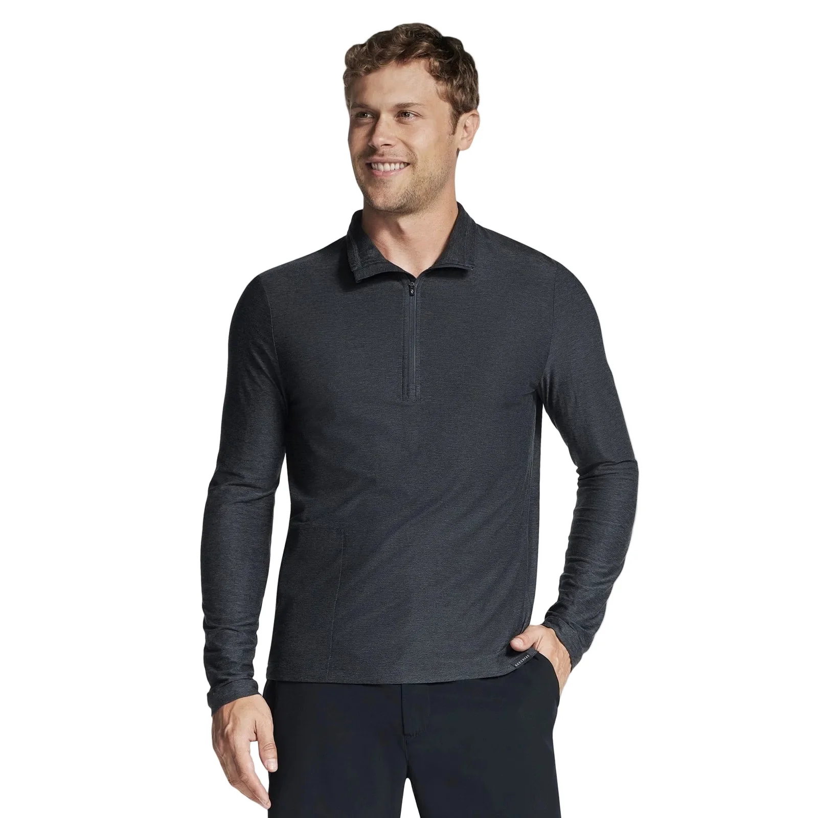 Skechers Mens GO DRI All Day 1/4 Zip Pullover Black/Charcoal