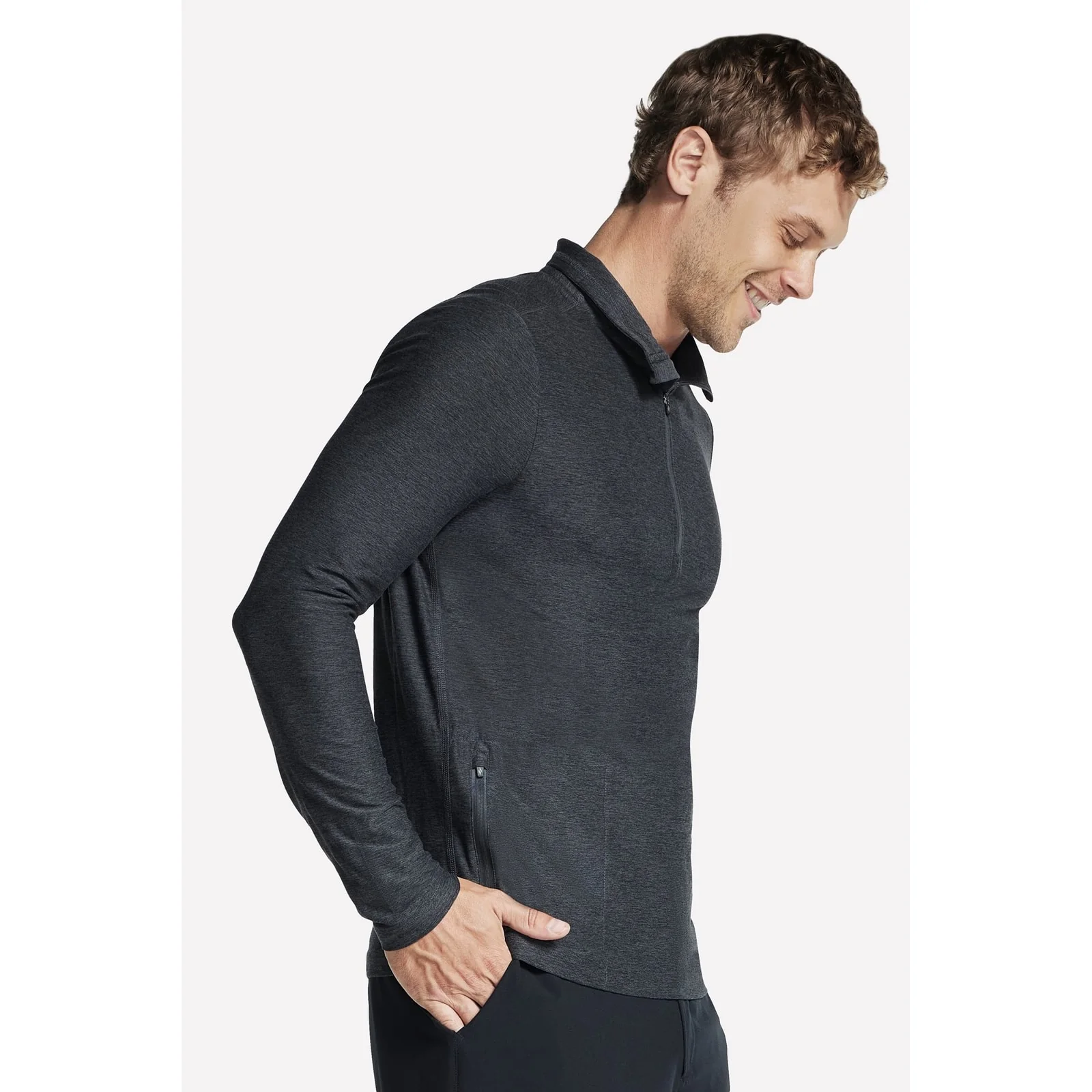 Skechers Mens GO DRI All Day 1/4 Zip Pullover Black/Charcoal - Image 3