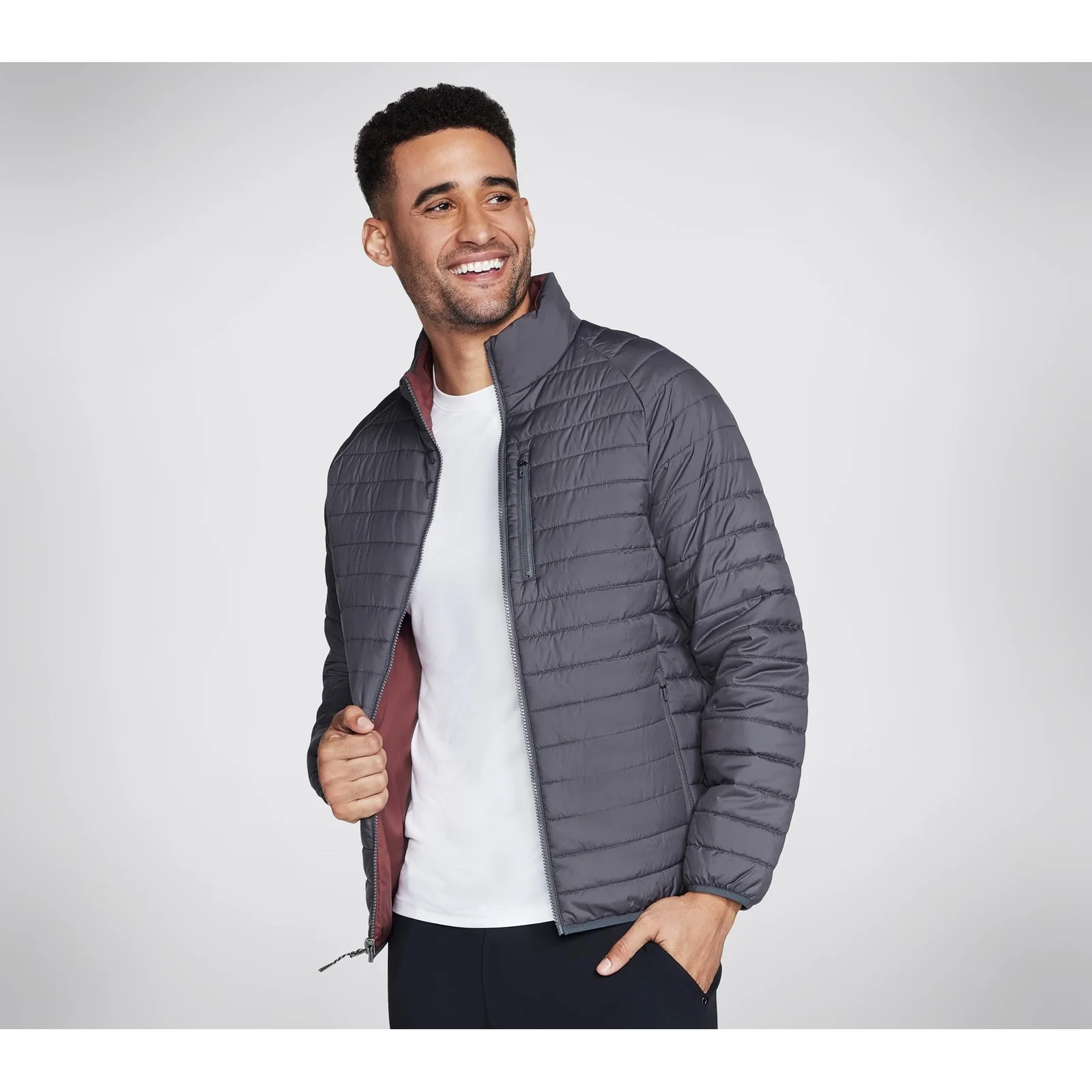 Skechers Mens Go Shield Altitude Reversible Jacket Black/Charcoal - Image 3