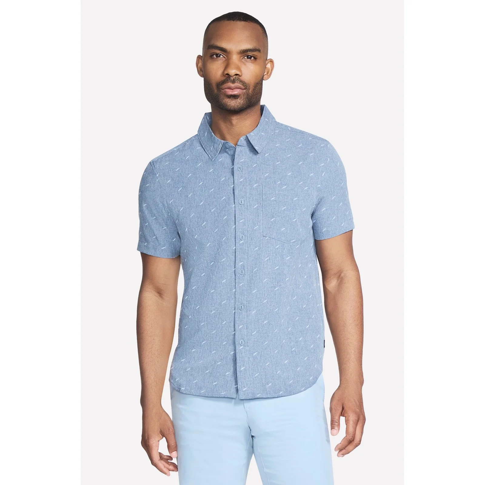 Skechers Mens GO WALK Air Printed Short Sleeve Shirt Denim