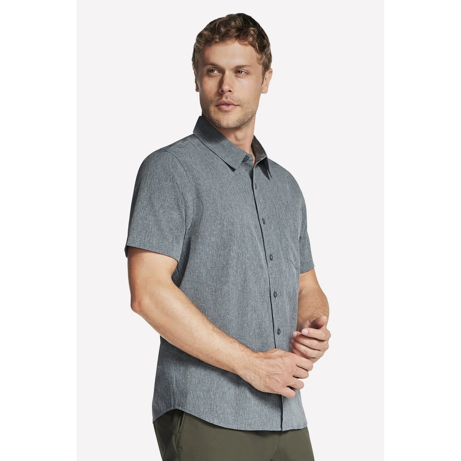 Skechers Mens GO WALK Air Short Sleeve Shirt Black/Charcoal - Image 3