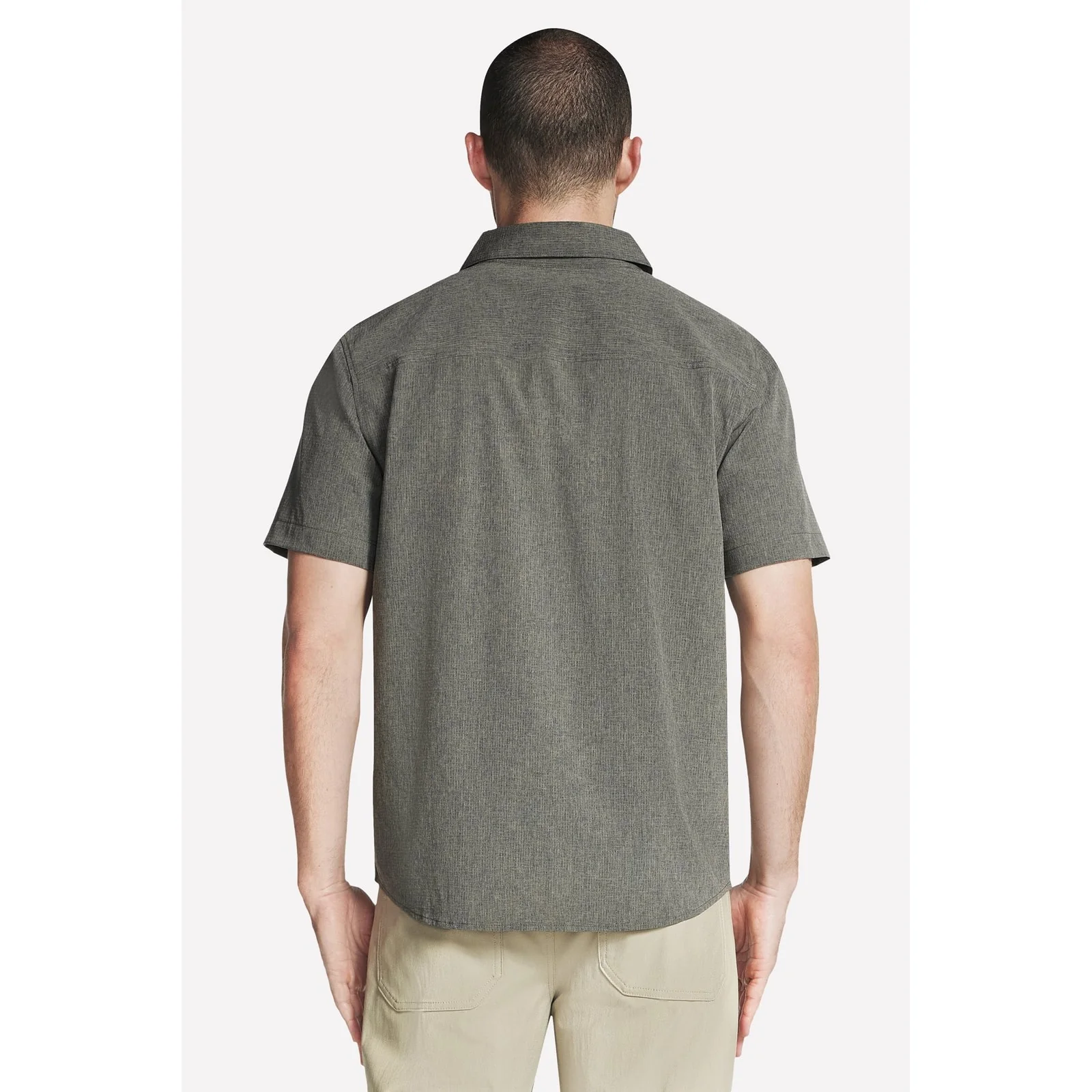 Skechers Mens GO WALK Air Short Sleeve Shirt Olive/Grey - Image 2
