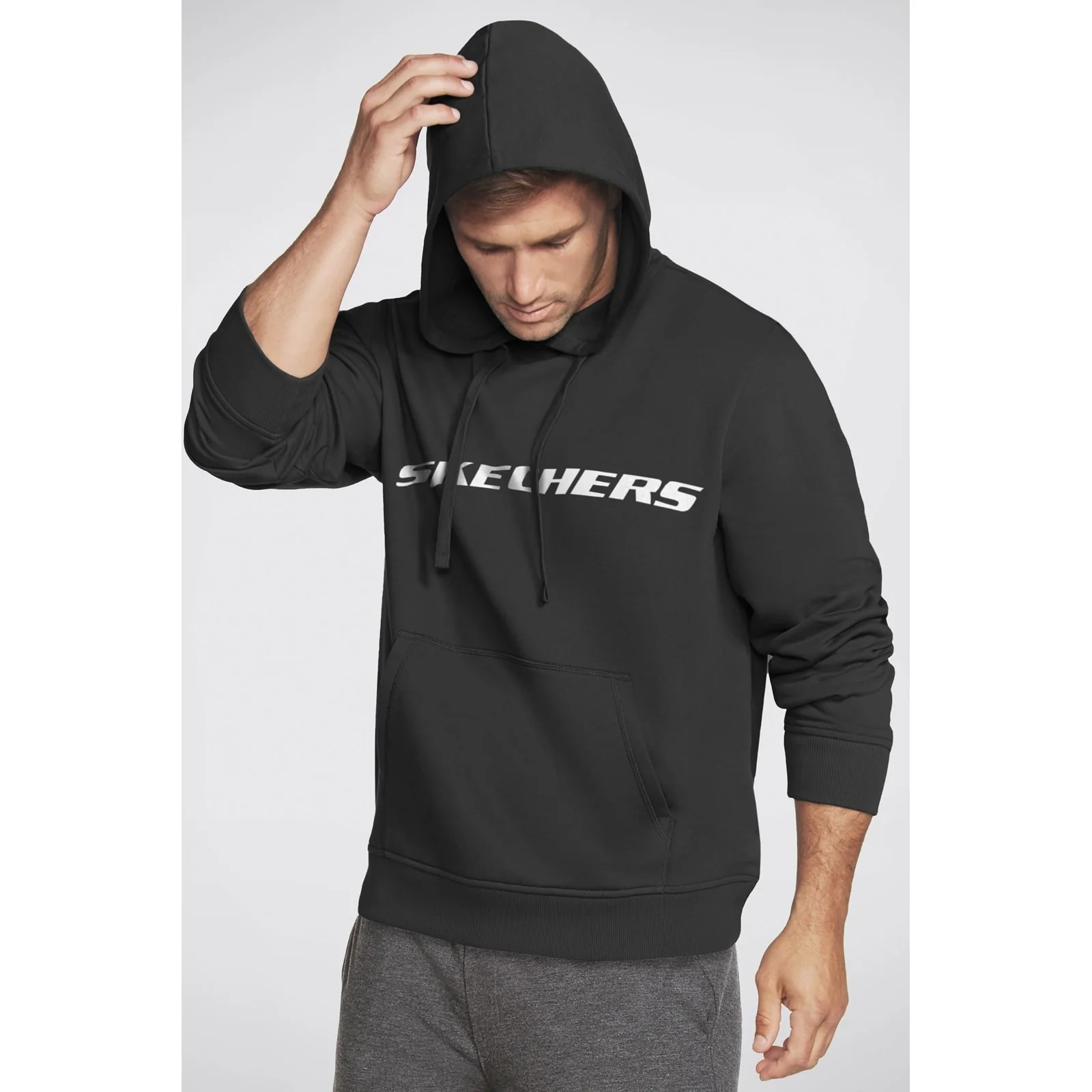 Skechers Mens Heritage Pullover Hoodie Bold Black - Image 3