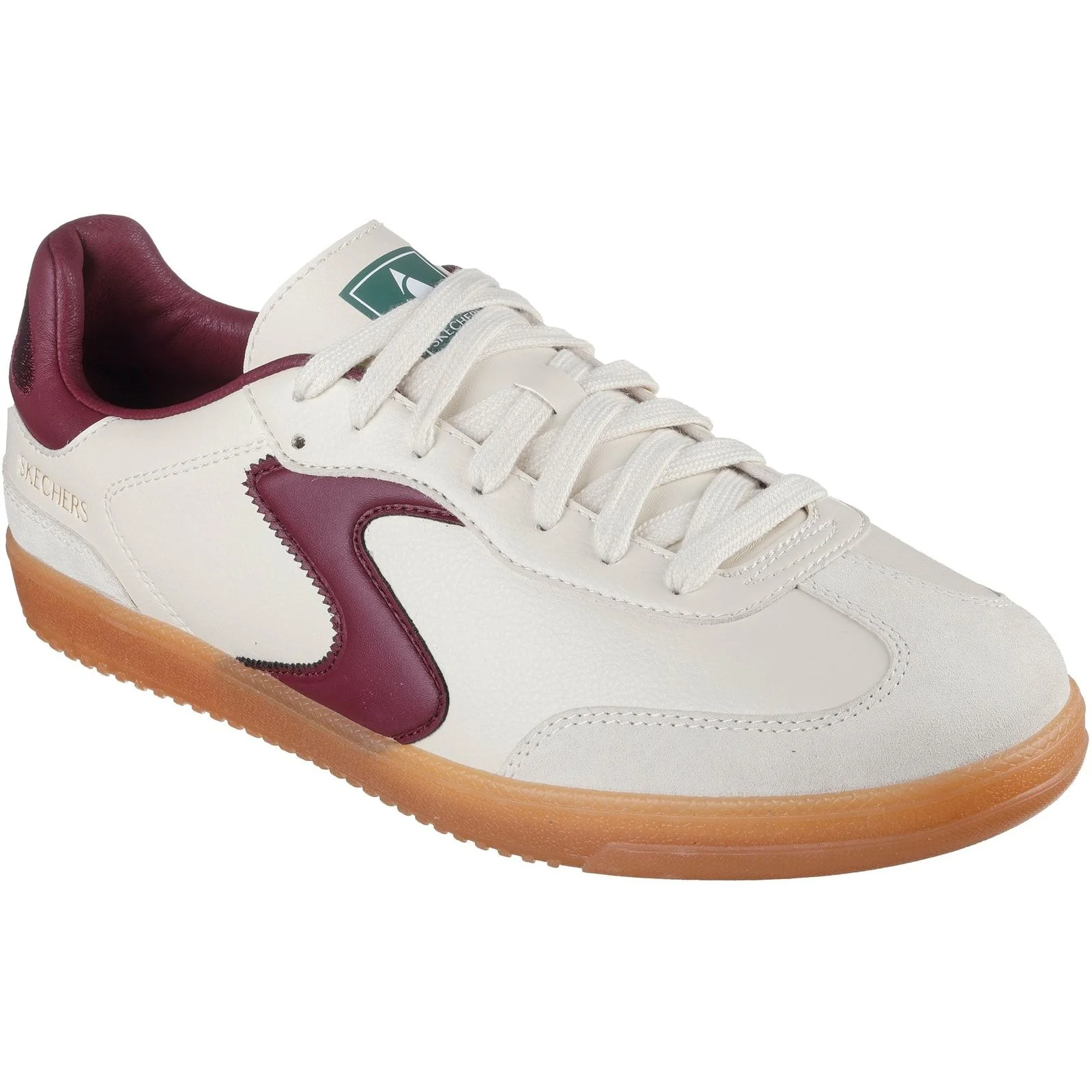 Skechers Mens Hotshot Pyke Trainer Natural/Burgundy - Image 5