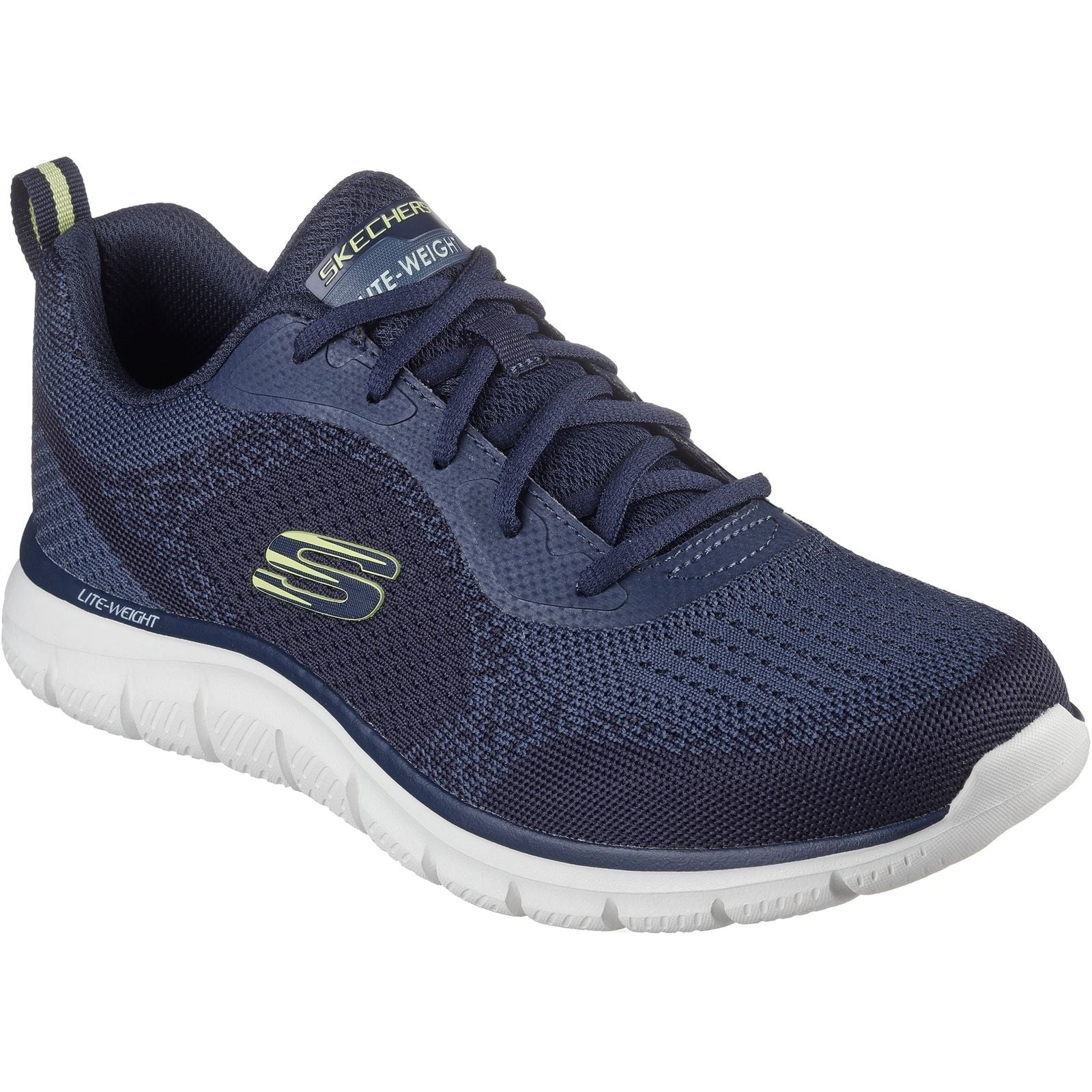 Skechers Mens Track Glendor Shoe Navy/Lime - Image 5