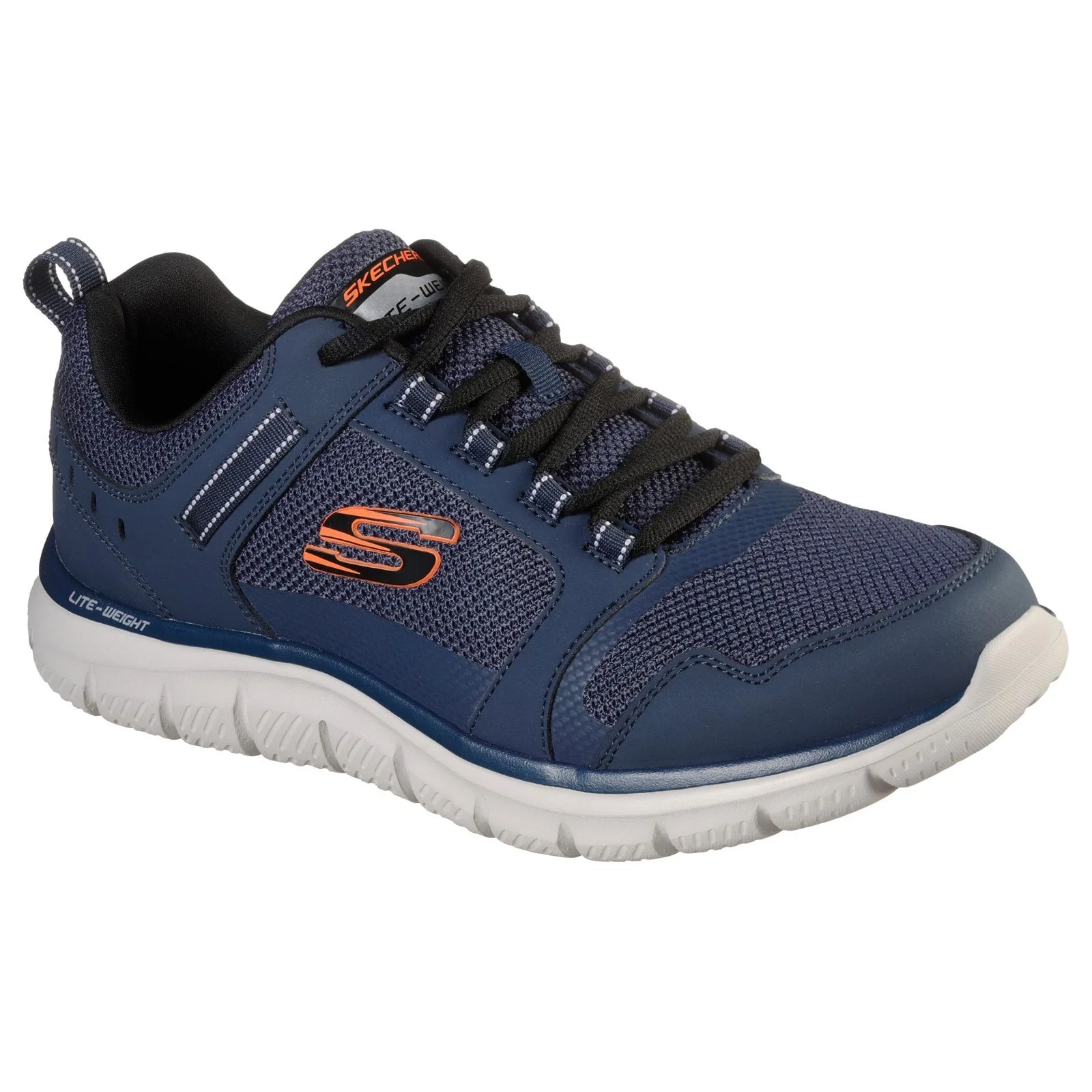 Skechers Mens Track Knockhill Shoes Navy/Orange - Image 5