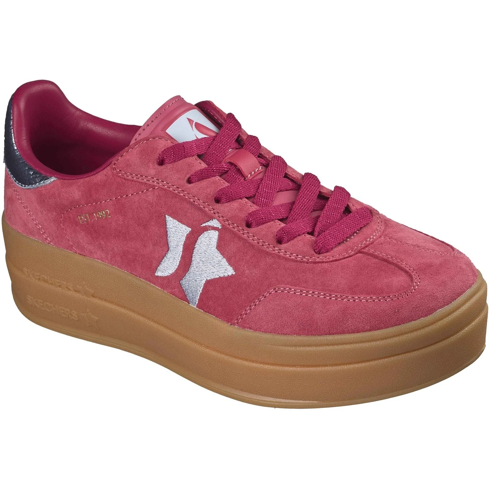 Skechers Womens Academy Hi Elevated Essence Trainers Red/Blue - Image 5