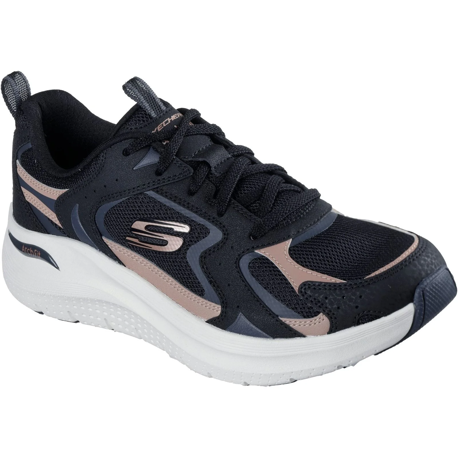 Skechers Womens Arch Fit 2.0 Vintage Luxe Trainer Black/Rose Gold - Image 5
