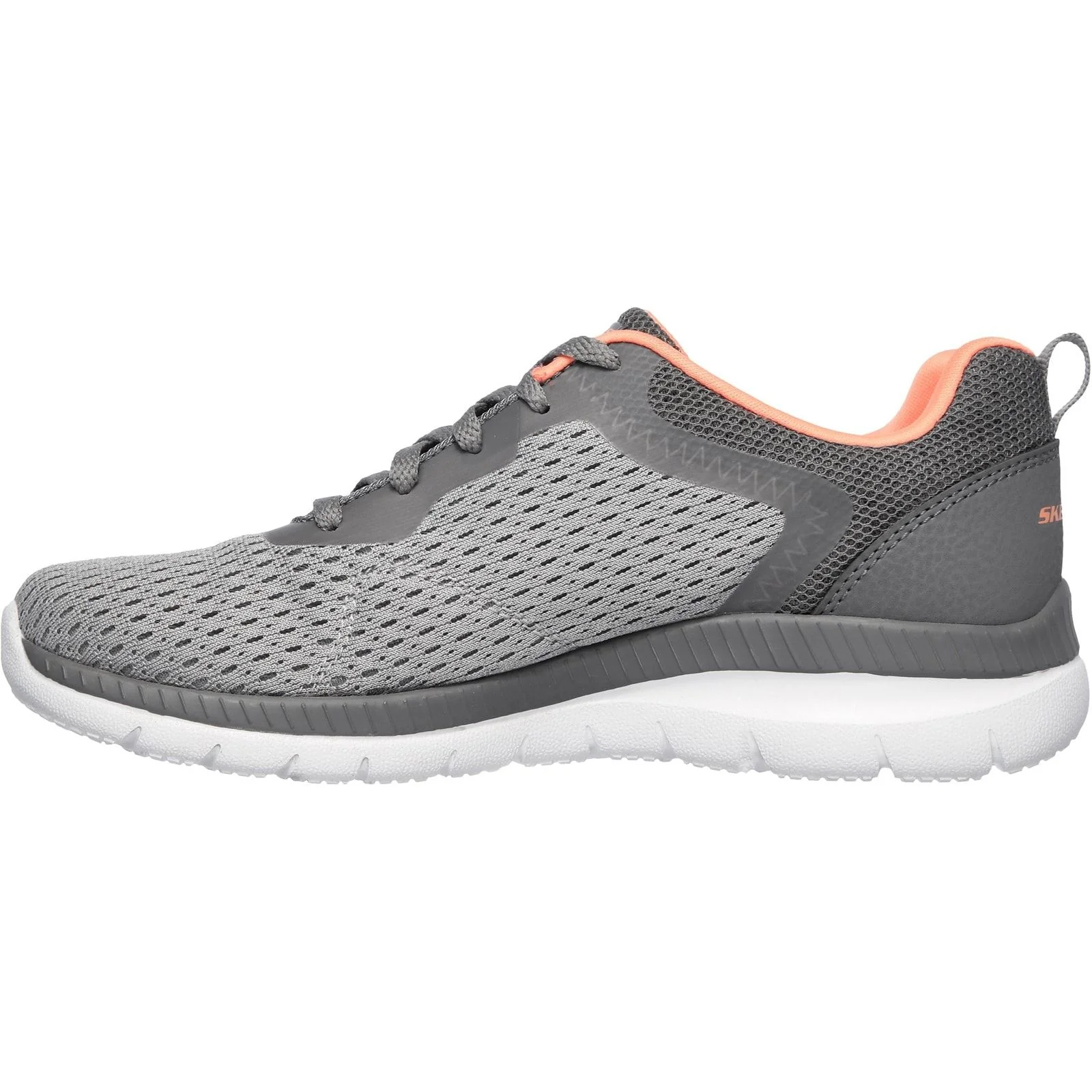 Skechers Womens Bountiful Quick Path Shoes Grey/Coral - Image 2