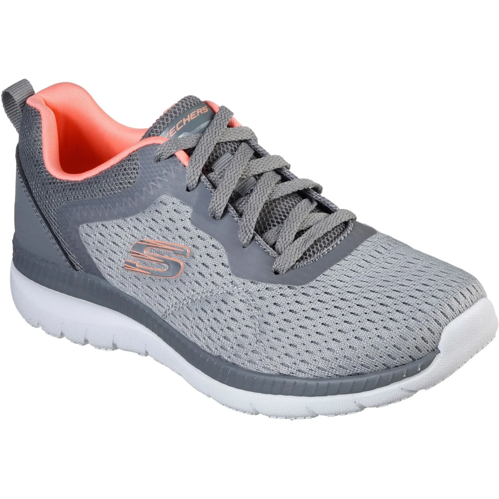Skechers Womens Bountiful Quick Path Shoes Grey/Coral - Image 5