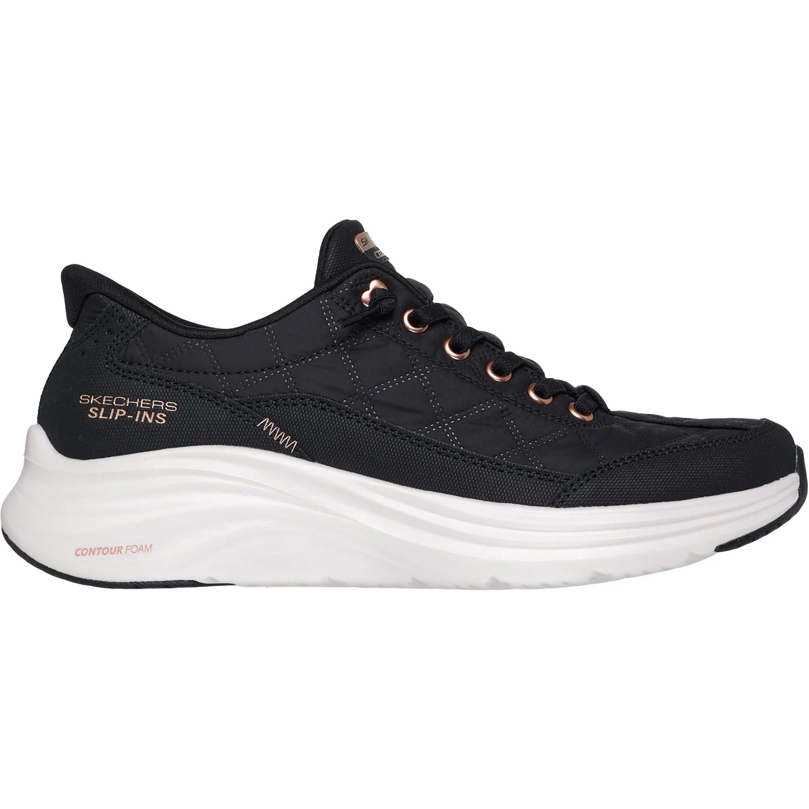 Skechers Womens Contour Foam Golden Hour Trainers Black/Rose Gold