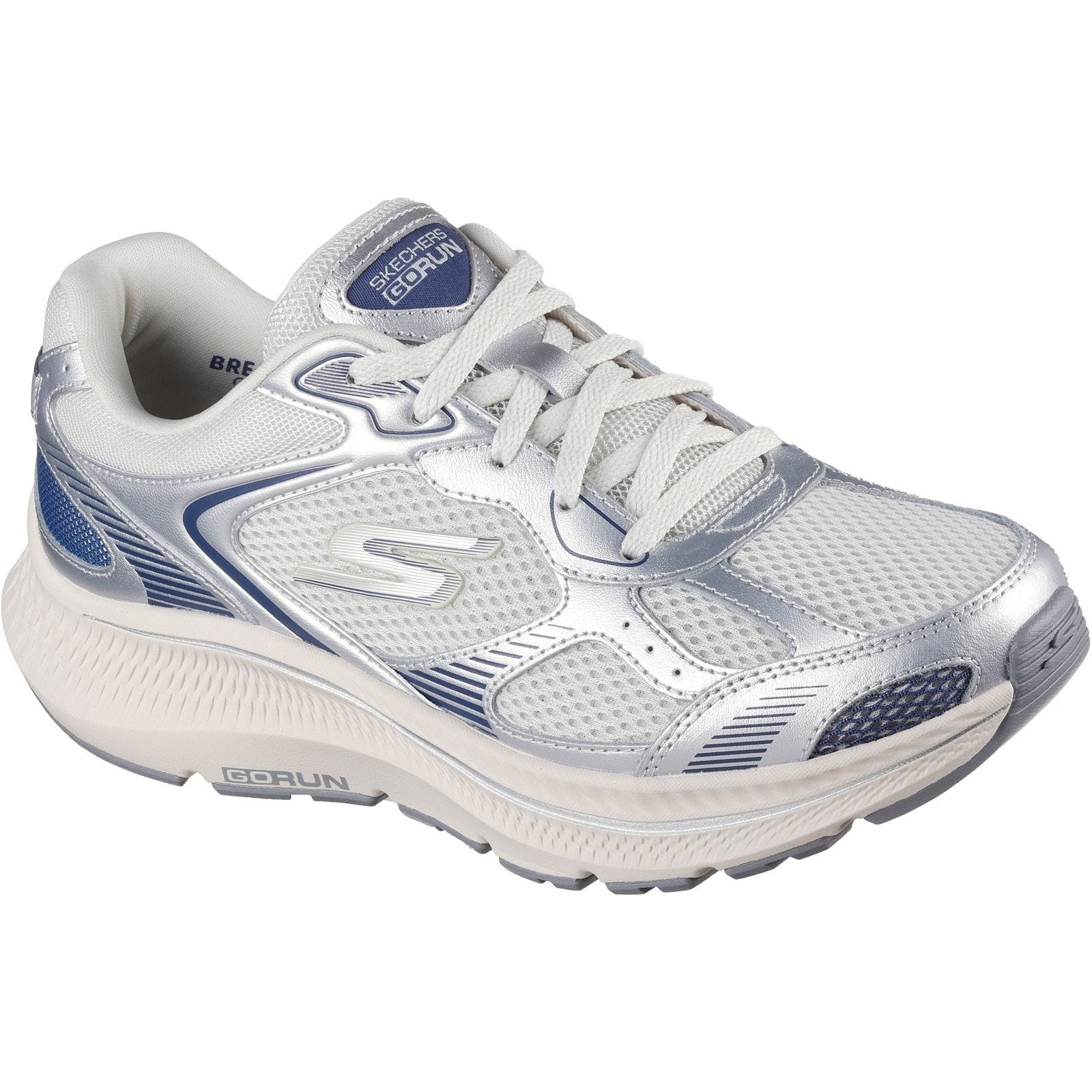 Skechers Womens GO RUN Consistent 2.0 Volt Trainer Silver/Navy - Image 5