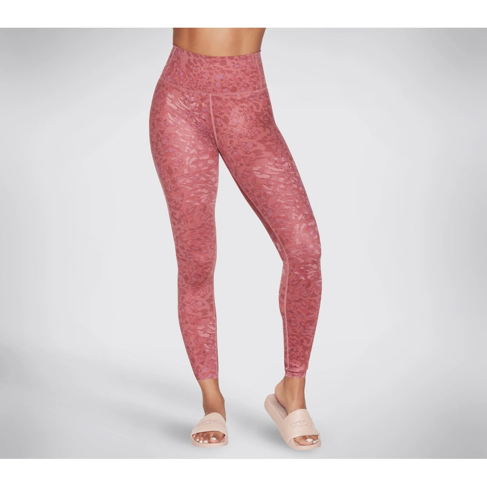 Skechers Womens Go Sculpt HW Leopard Legging Dark Pink