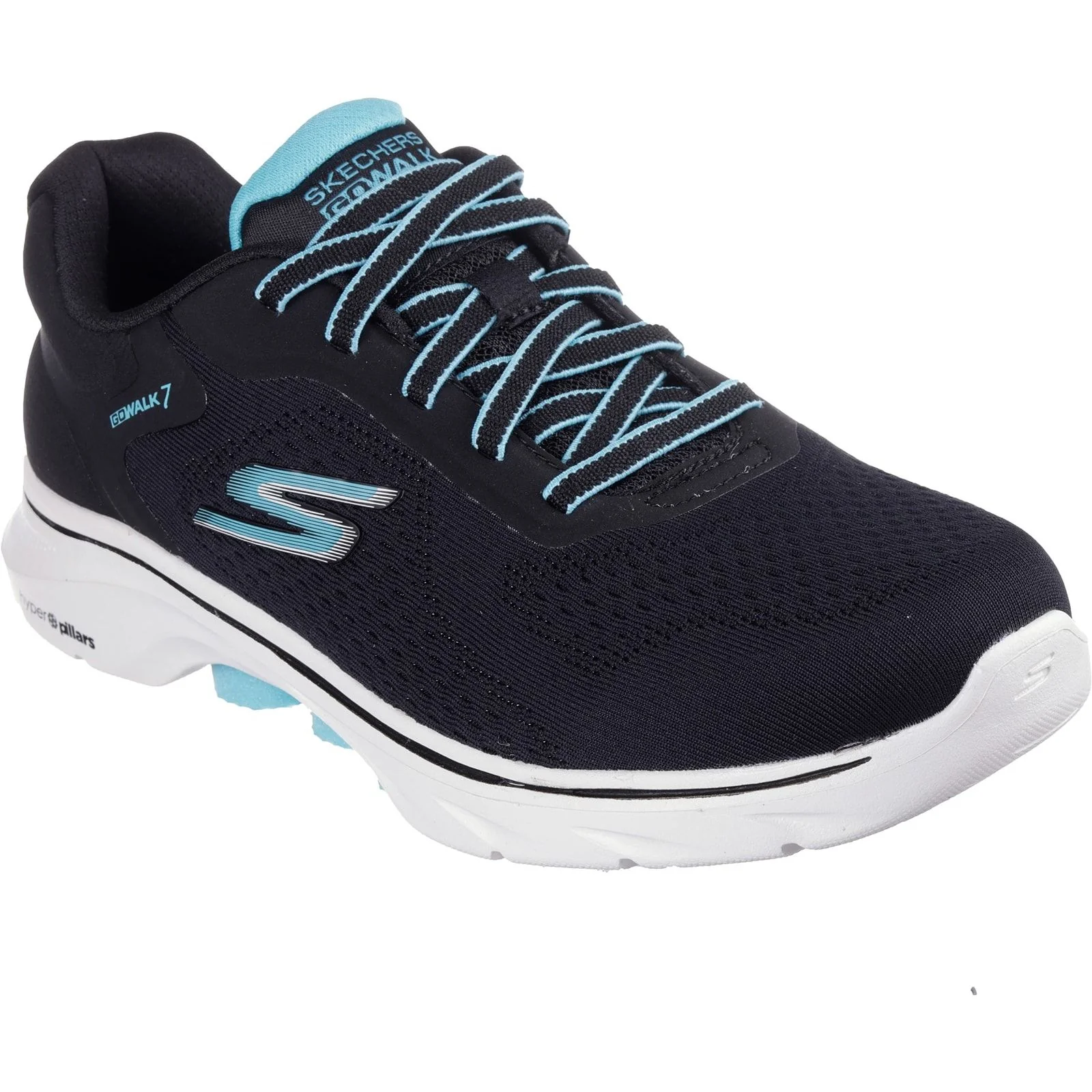 Skechers Womens GO WALK 7 - Cosmic Waves Trainers Black/Turquoise - Image 5