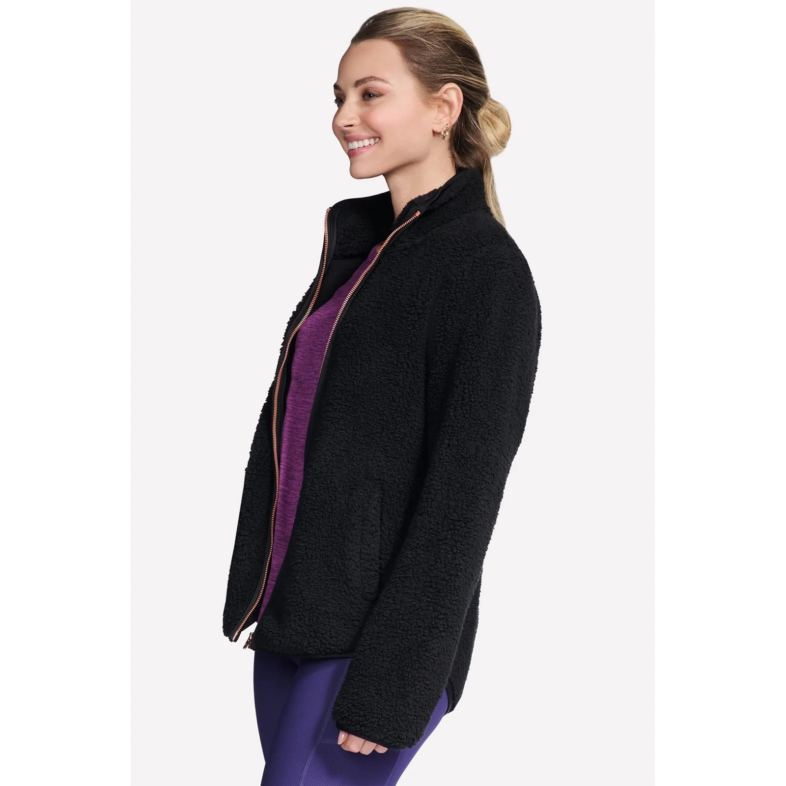 Skechers Womens Skech-Sherpa Jacket Black - Image 3
