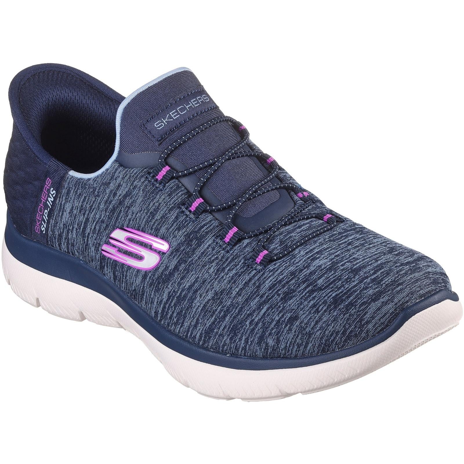 Skechers Womens Summits Dazzling Haze Shoes Navy/Purple - Image 5
