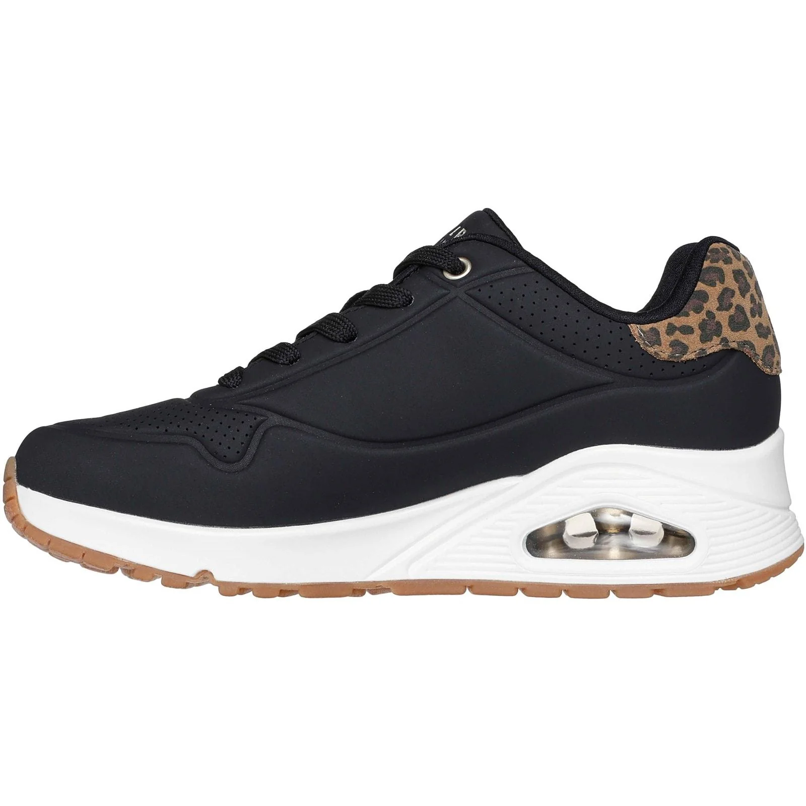 Skechers Womens UNO - Jungle Nite Trainer Black/Leopard - Image 2