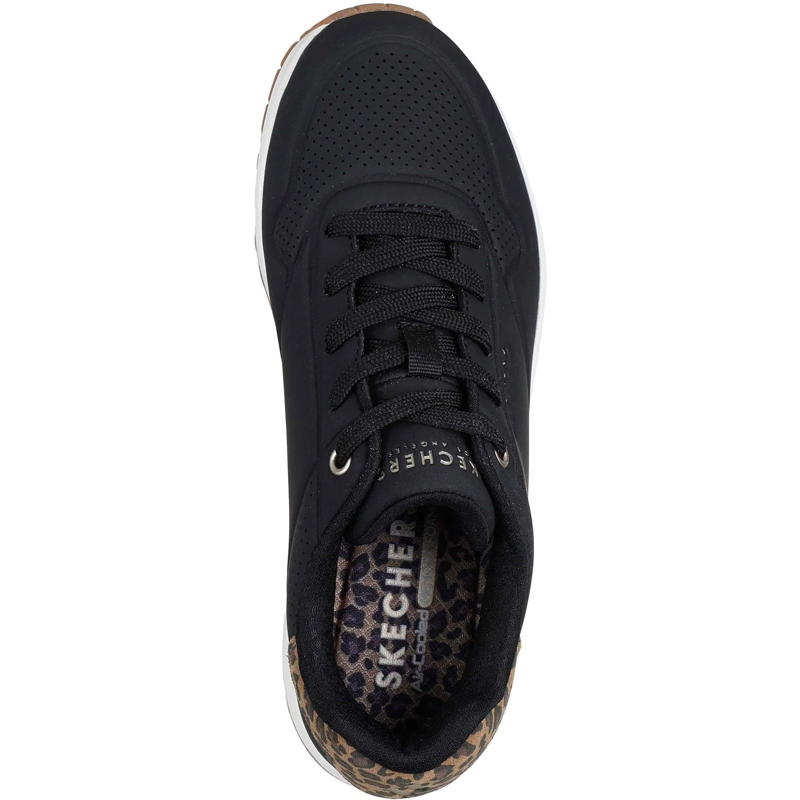 Skechers Womens UNO - Jungle Nite Trainer Black/Leopard - Image 3
