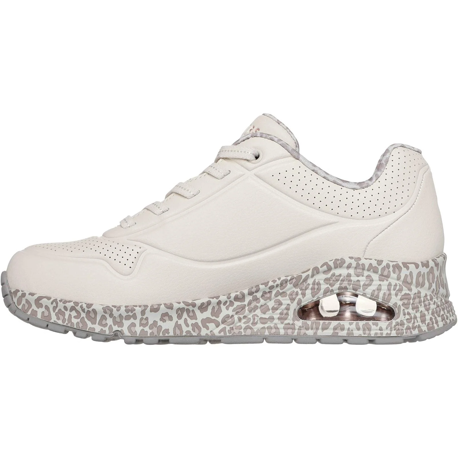 Skechers Womens Uno Safari Time Trainers White/Leopard - Image 2